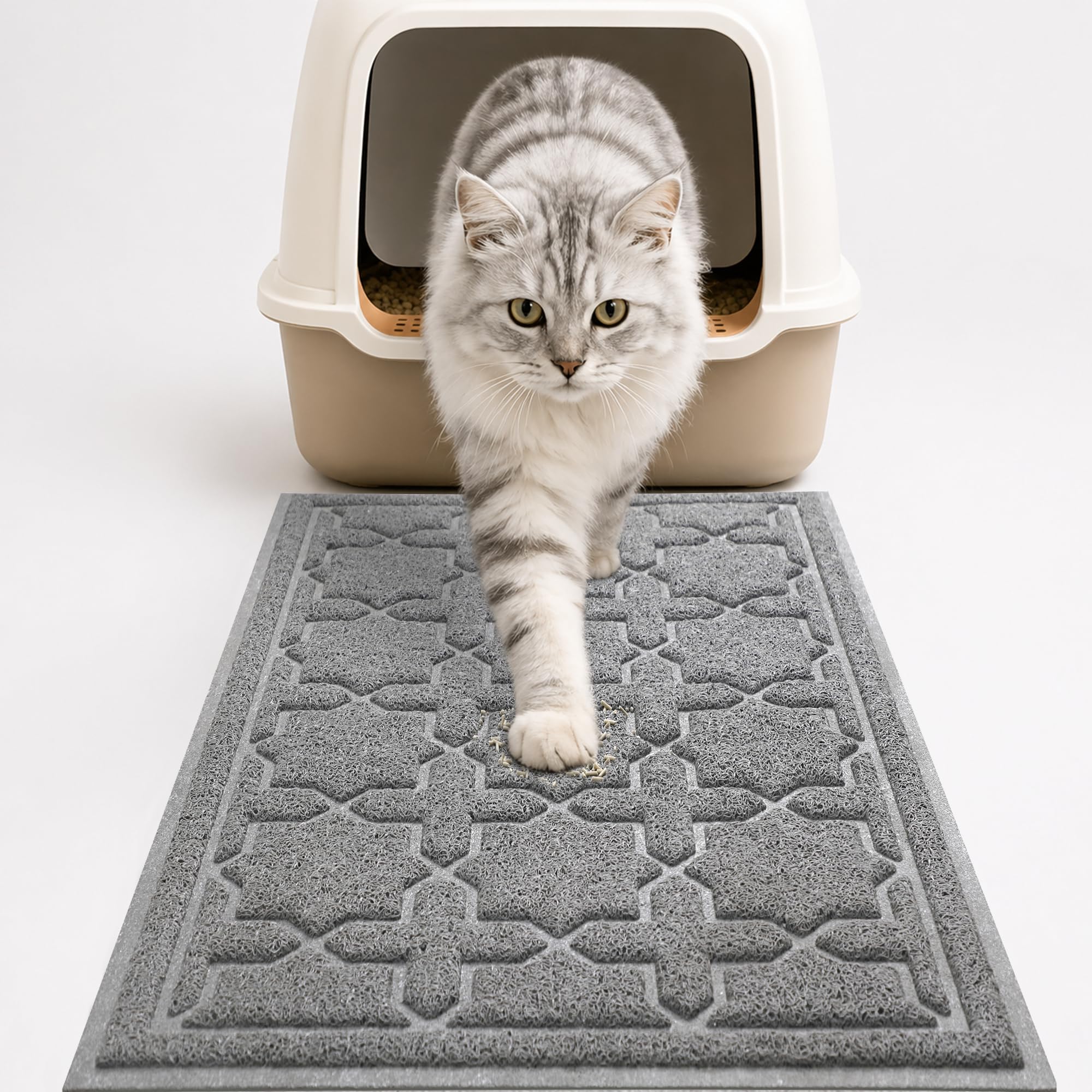 Yimobra Cat Litter Mat, Waterproof Litter Trap Mat, 35.4x23.6, Dark Grey