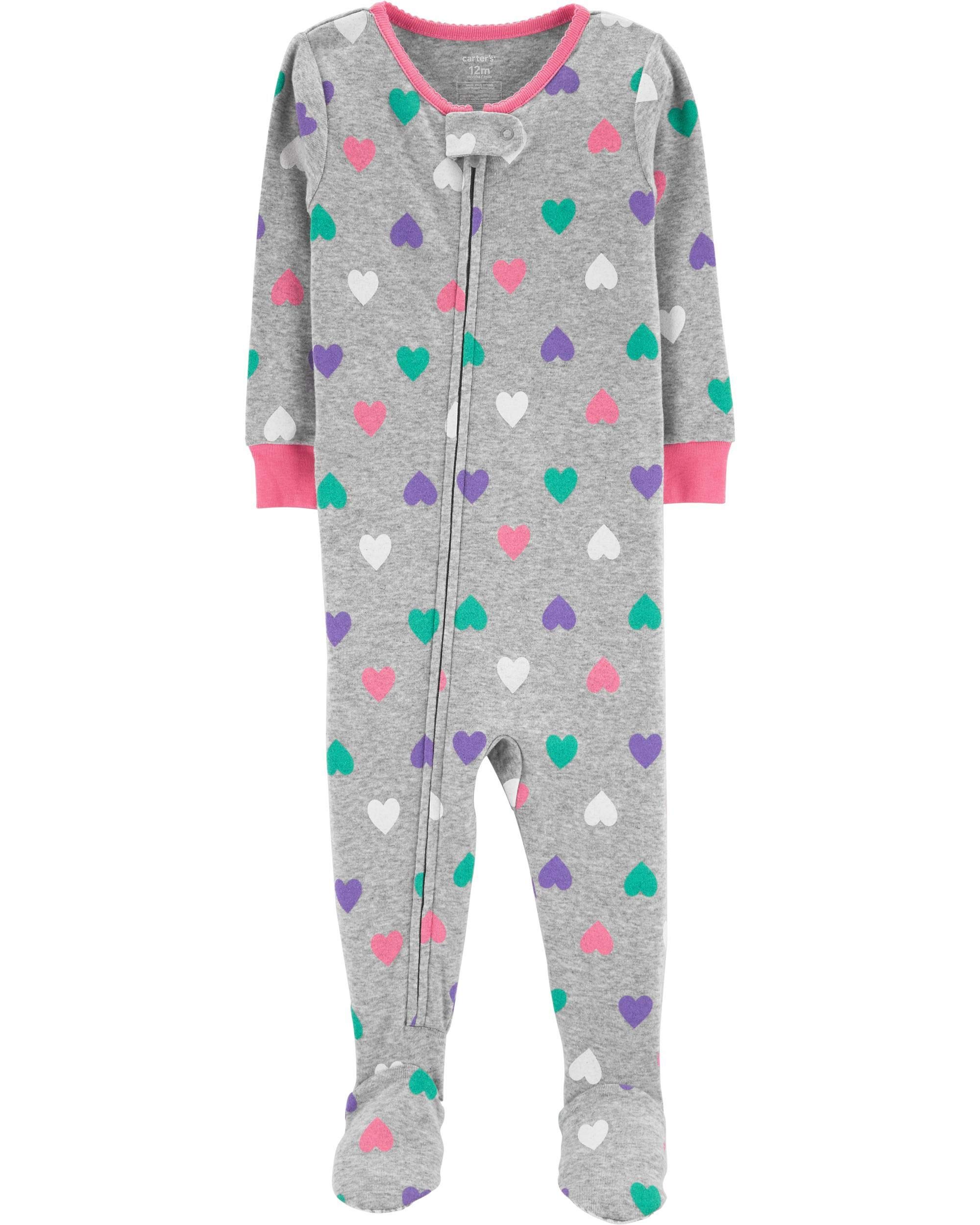 Carter's Baby Girls' 1-Piece Snug Fit Cotton Pajamas (4T, Heart Print)