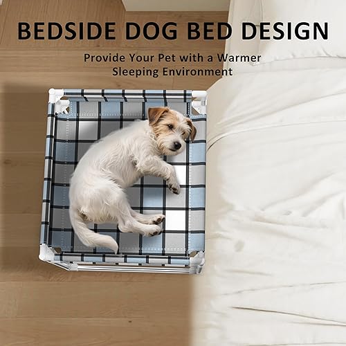 Miniatura 2 de Cama para mascotas y gatos con ventana de noche, cama para perros con extensión de barandilla unida a la cama humana, altura elevada, percha para