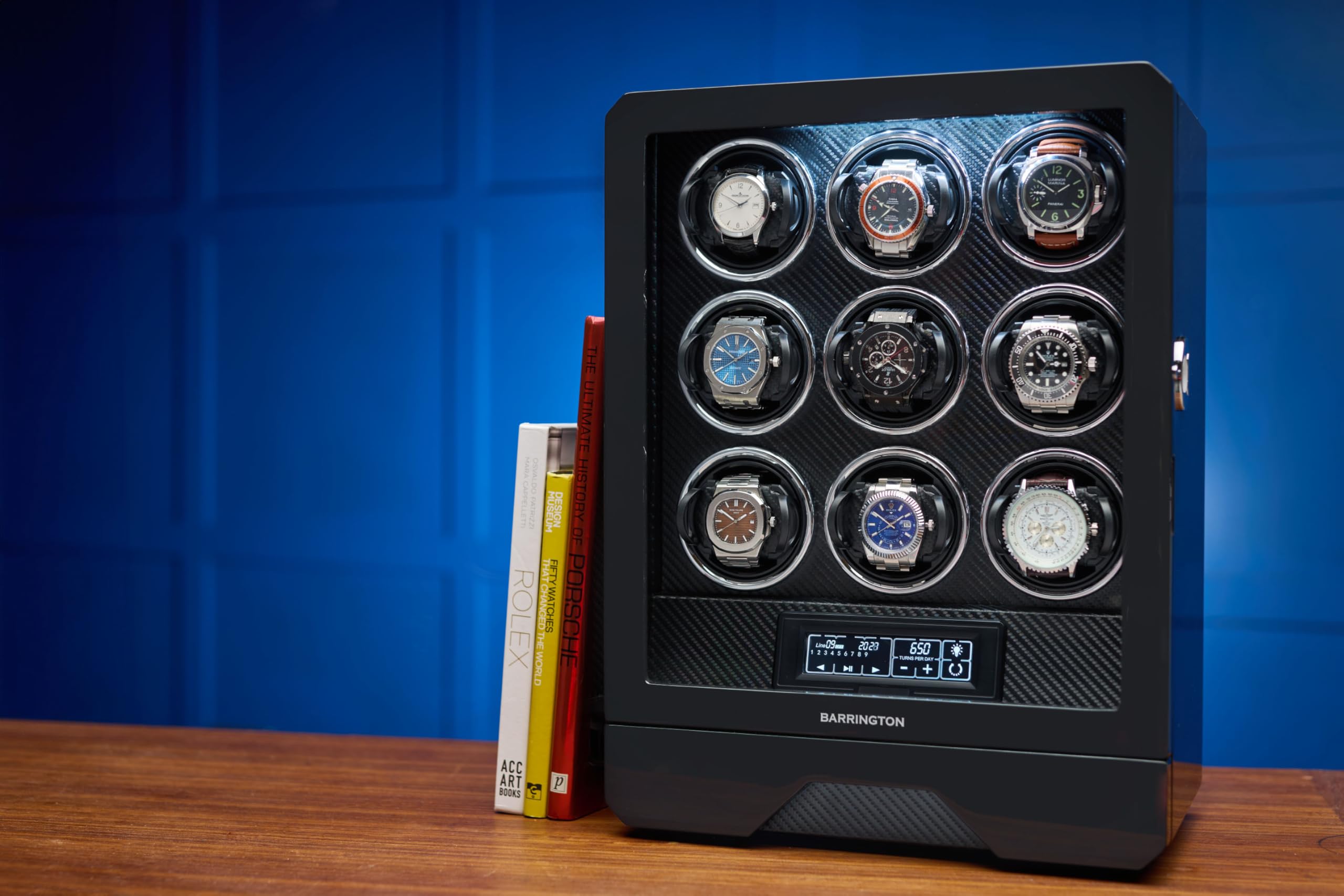 BARRINGTON Remontoir Automatique pour 9 Montres, boîte de Remontoir de Montre de qualité supérieure, Moteur Super Silencieux, Adaptateur Secteur