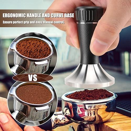 Miniatura 4 de 53mm Espresso Tamper, 2-in-1 Premium Barista Coffee Tamper & WDT Tool, Excellent Quality Curve Stainless Steel Base Tamper for Espresso Machine,