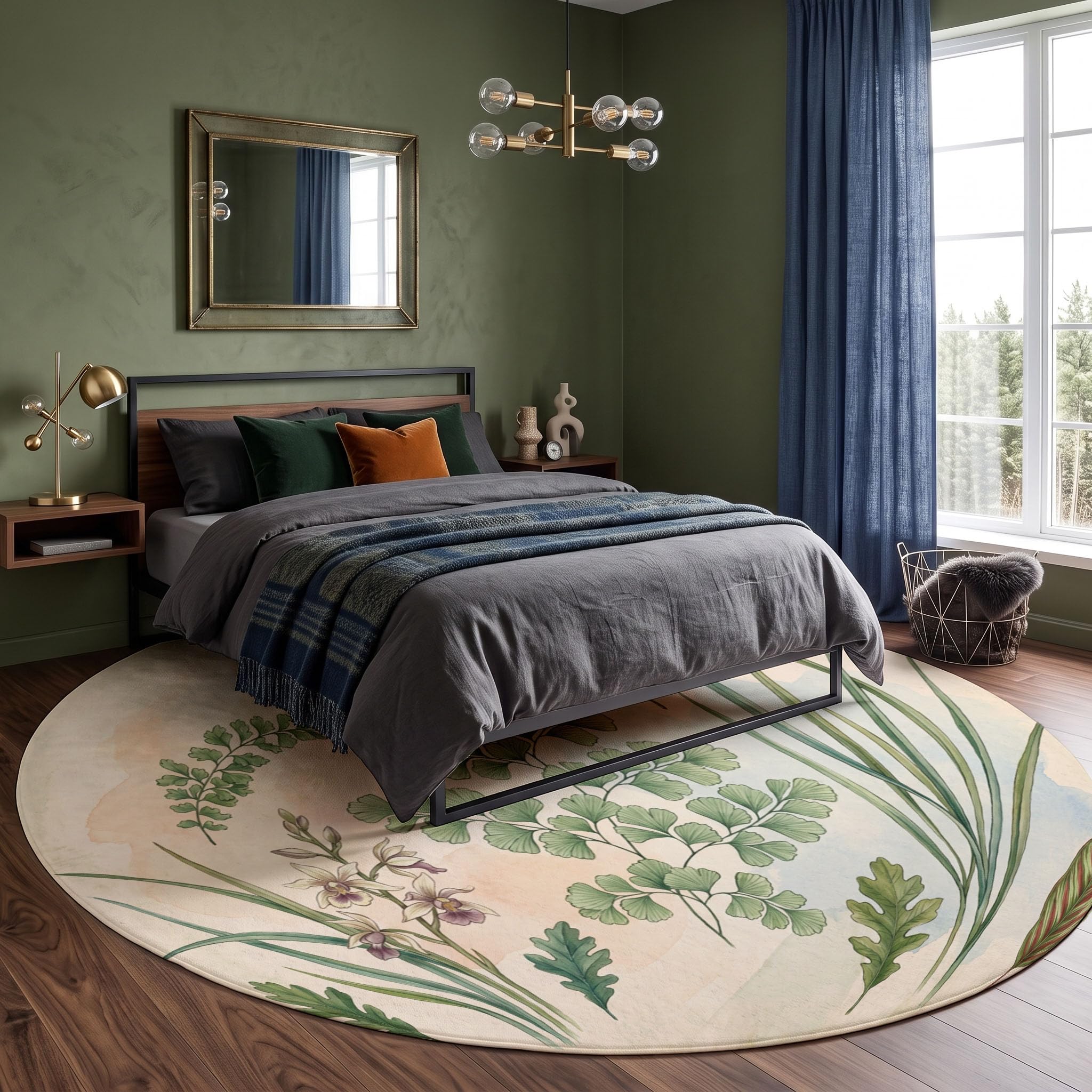 Tapis Rond Illustration De Plante Vintage 180cm