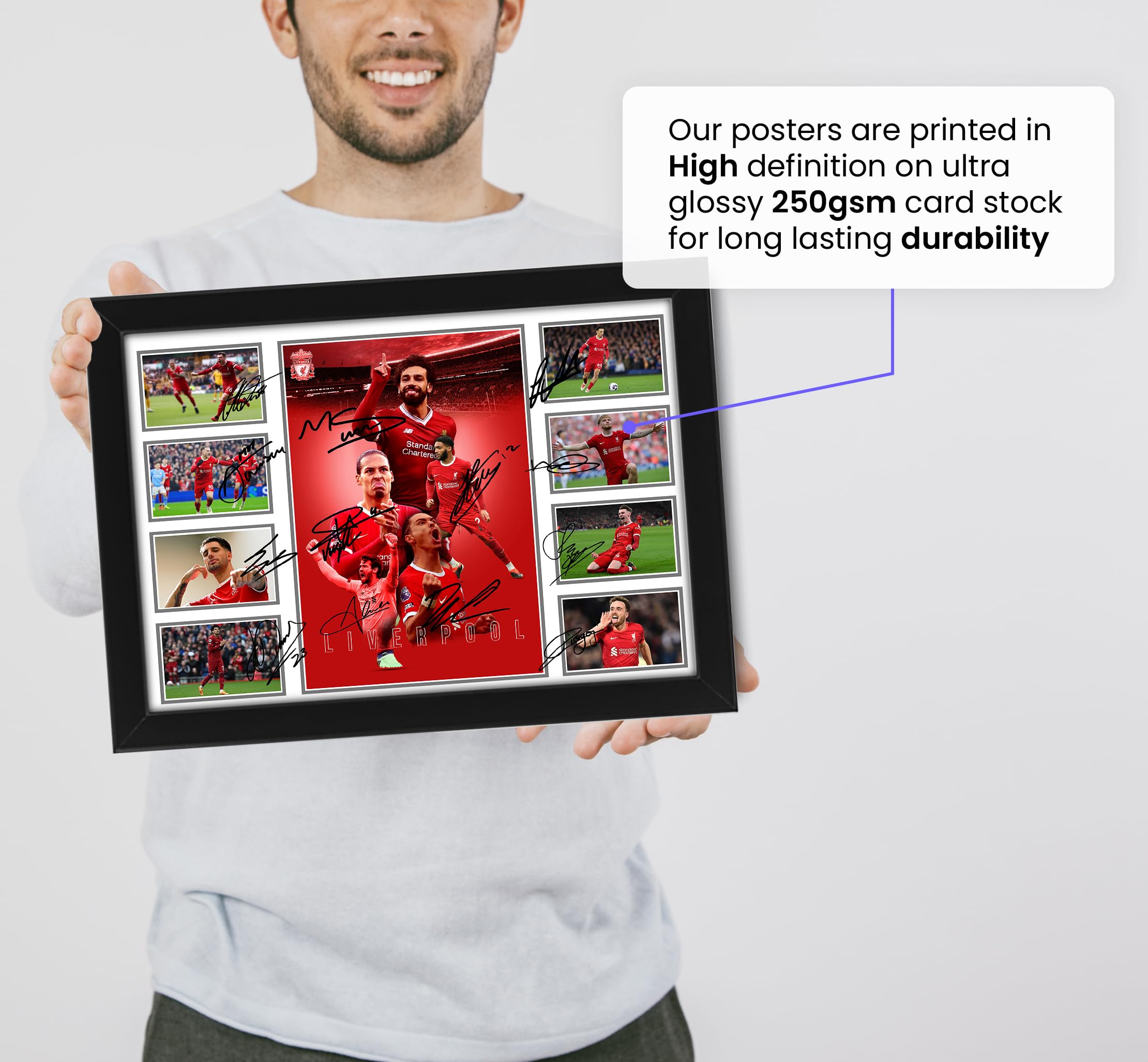 Poster con stampa autografata del Liverpool FC 2024-25
