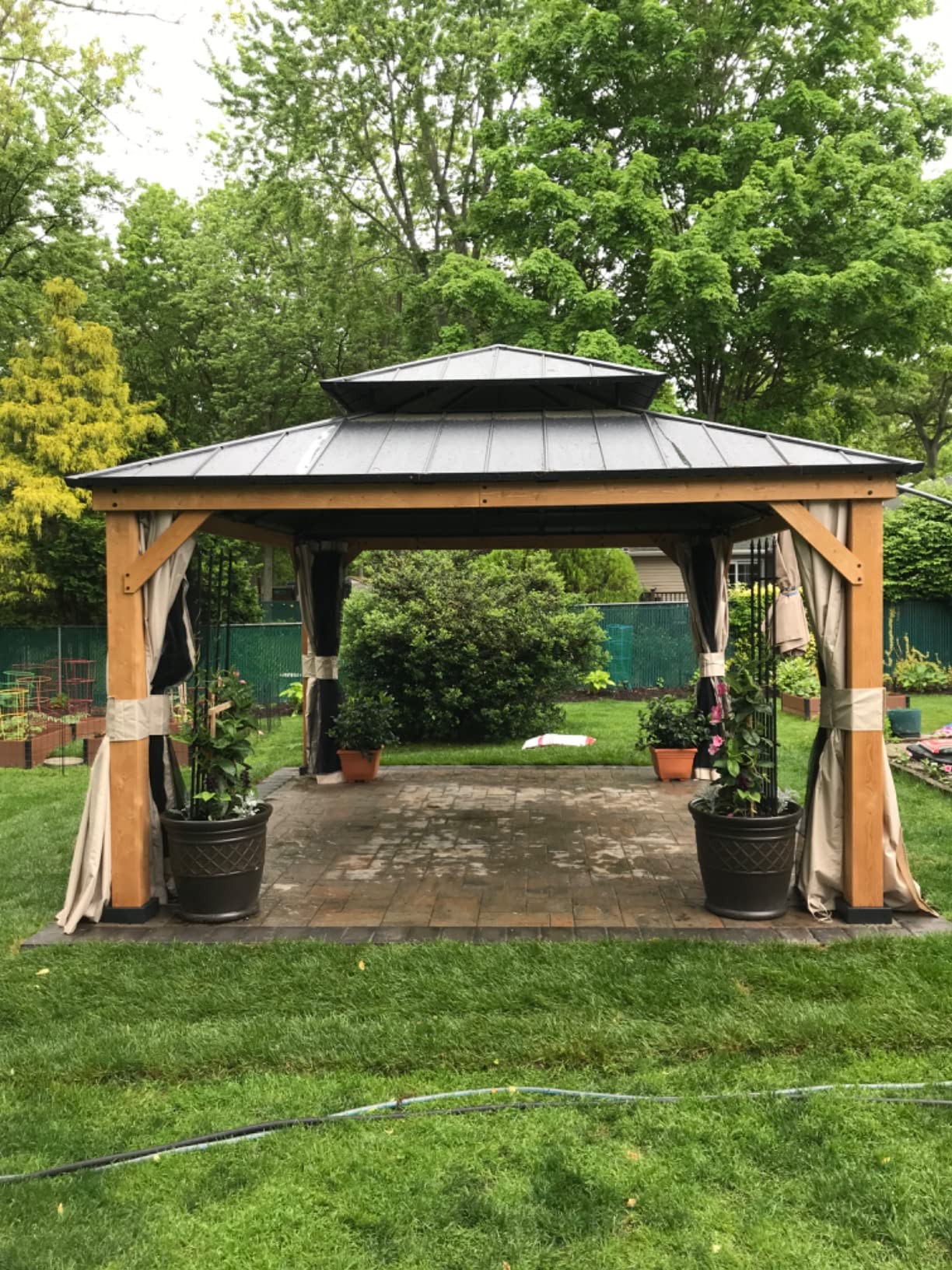 84/mo Finance 12' x 14' Hardtop Gazebo, Iron Double Roof