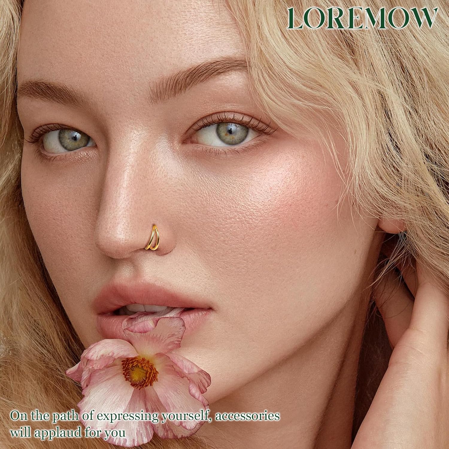 5PCS 18G Clicker Nose Ring Hoops for Women Men Hinged Double Cartilage Nose Hoop Surgical Steel Tragus Helix Rook Opal CZ Septum Lip Ring Hoop Earrings Nose Piercing Jewelry 8-10MM - Image 6