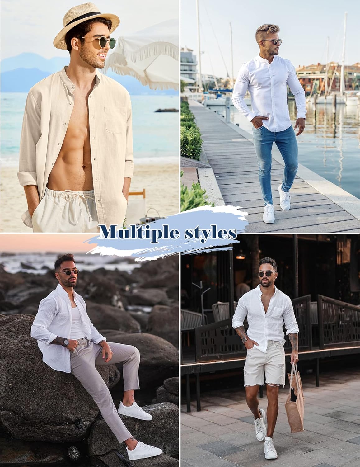 COOFANDY Men's Long Sleeve Cotton Linen Shirt Beach Button Down Shirts Casual Button Up Shirt Summer Yoga Tops with Pocket - Image 4
