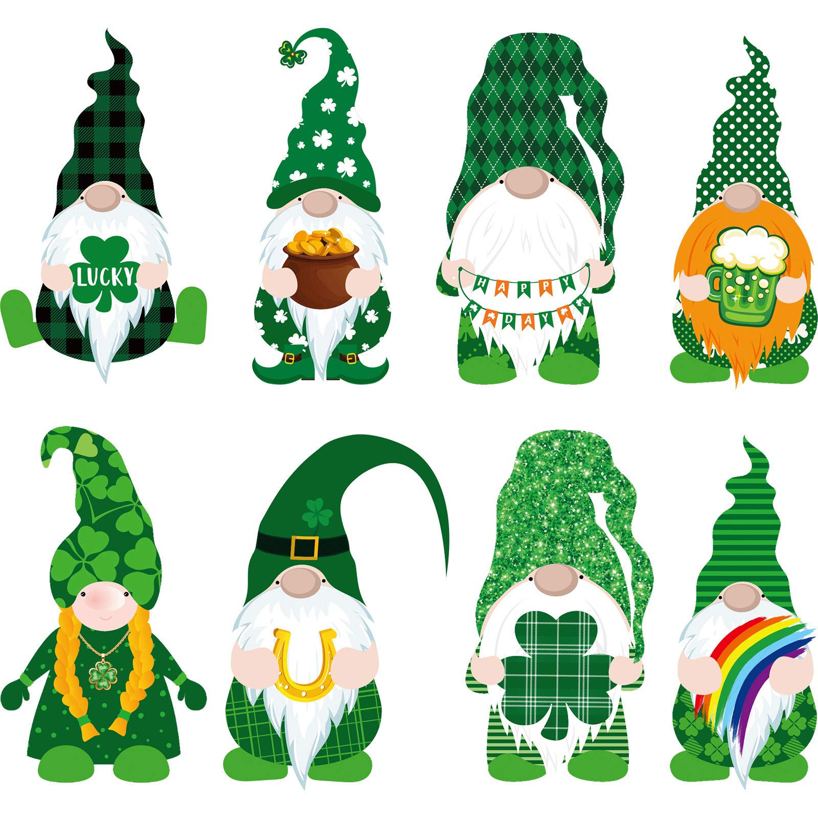 Découpes de Saint-Patrick : lot de 40 autocollants de gnomes avec points de colle inclus