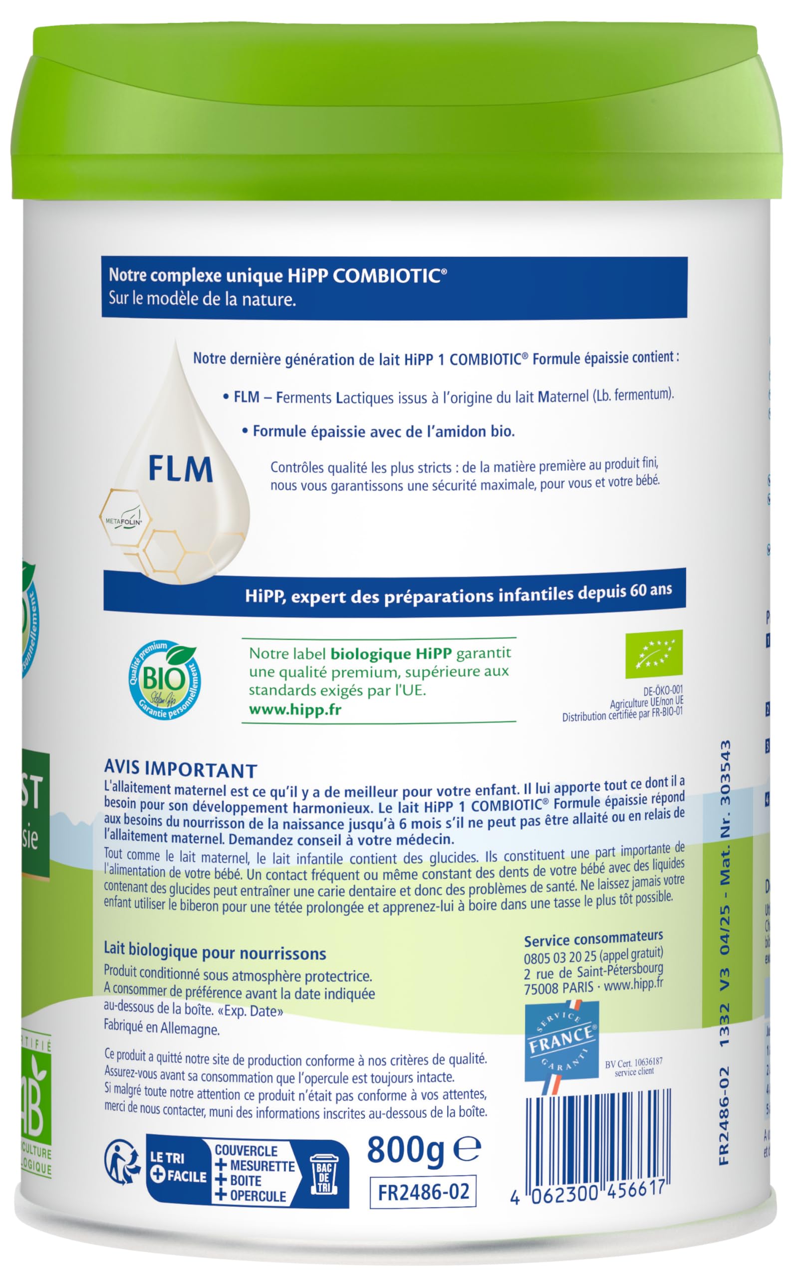 HiPP Combiotic Nutrigest Lait 1 Epaissi 800g Biologique