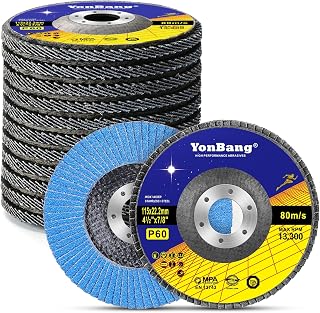 Metal Flap Disc 60 Grit, 4-1/2 x 7/8 Inch for Angle Grinder, T29 High-Density Zirc Grinding Disc,Sanding Disc Abrasive Grinding Disc - 10 Pack