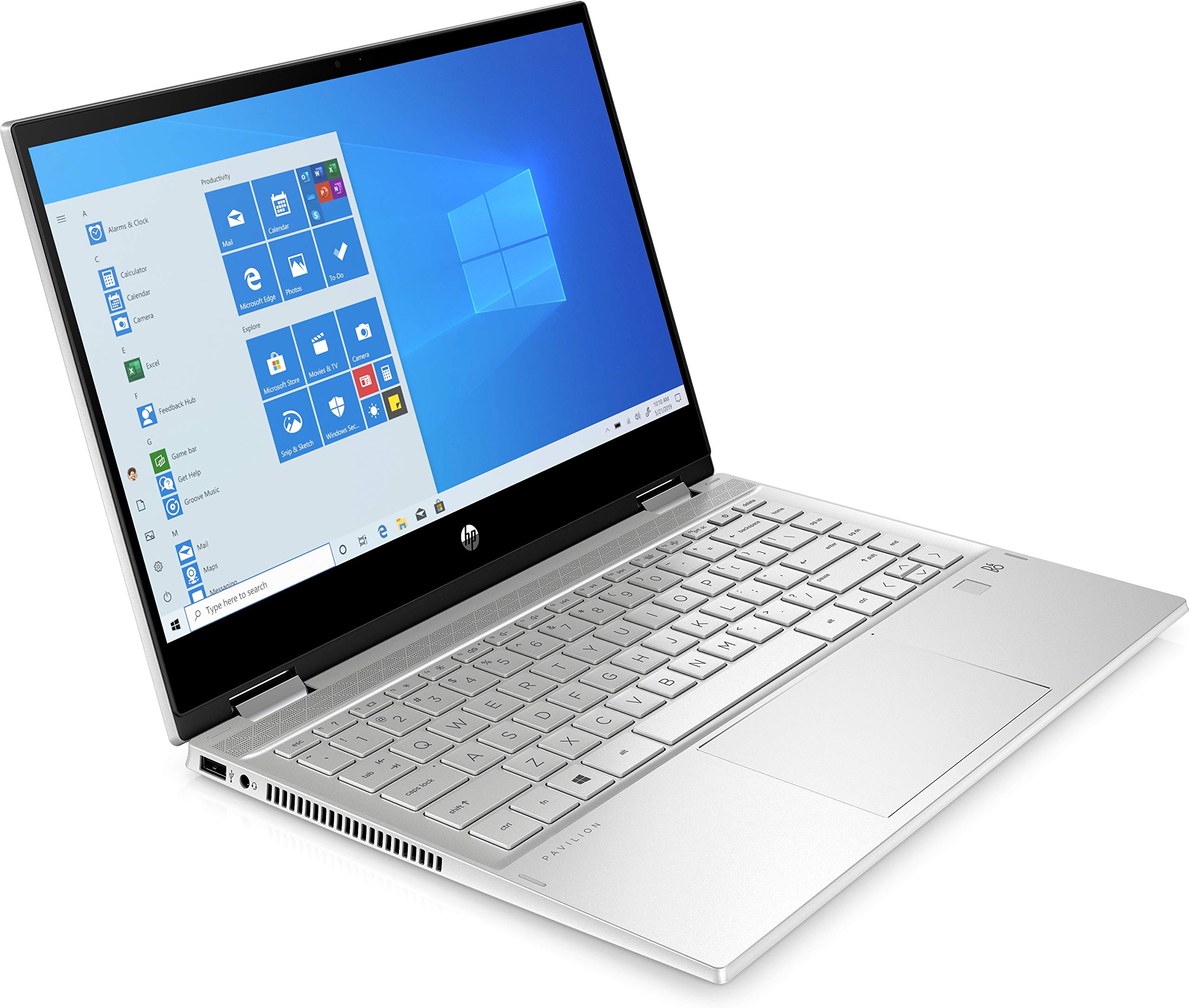 HP - PC Pavilion X360 14-dw1021nl Notebook Convertibile, Intel Core i3-1115G4, RAM 8 GB, SSD 256 GB, Grafica UHD Intel, Windows 10 Home, Schermo 14” FHD, Lettore Impronte Digitali, USB-C, Argento