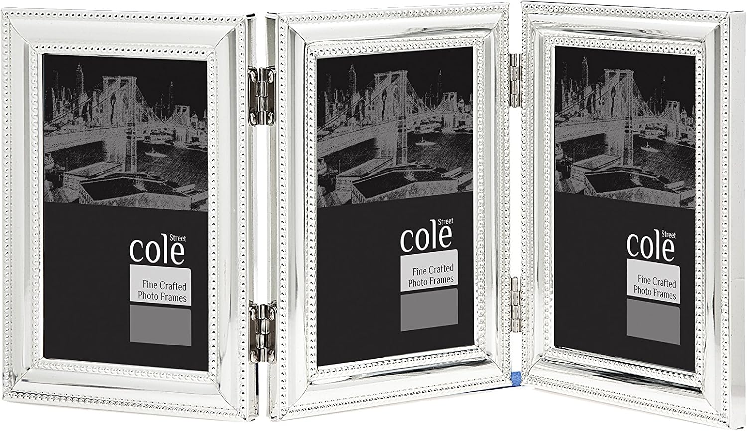 Philip Whitney Triple 4" x 6" Double Bead Frame, Silver