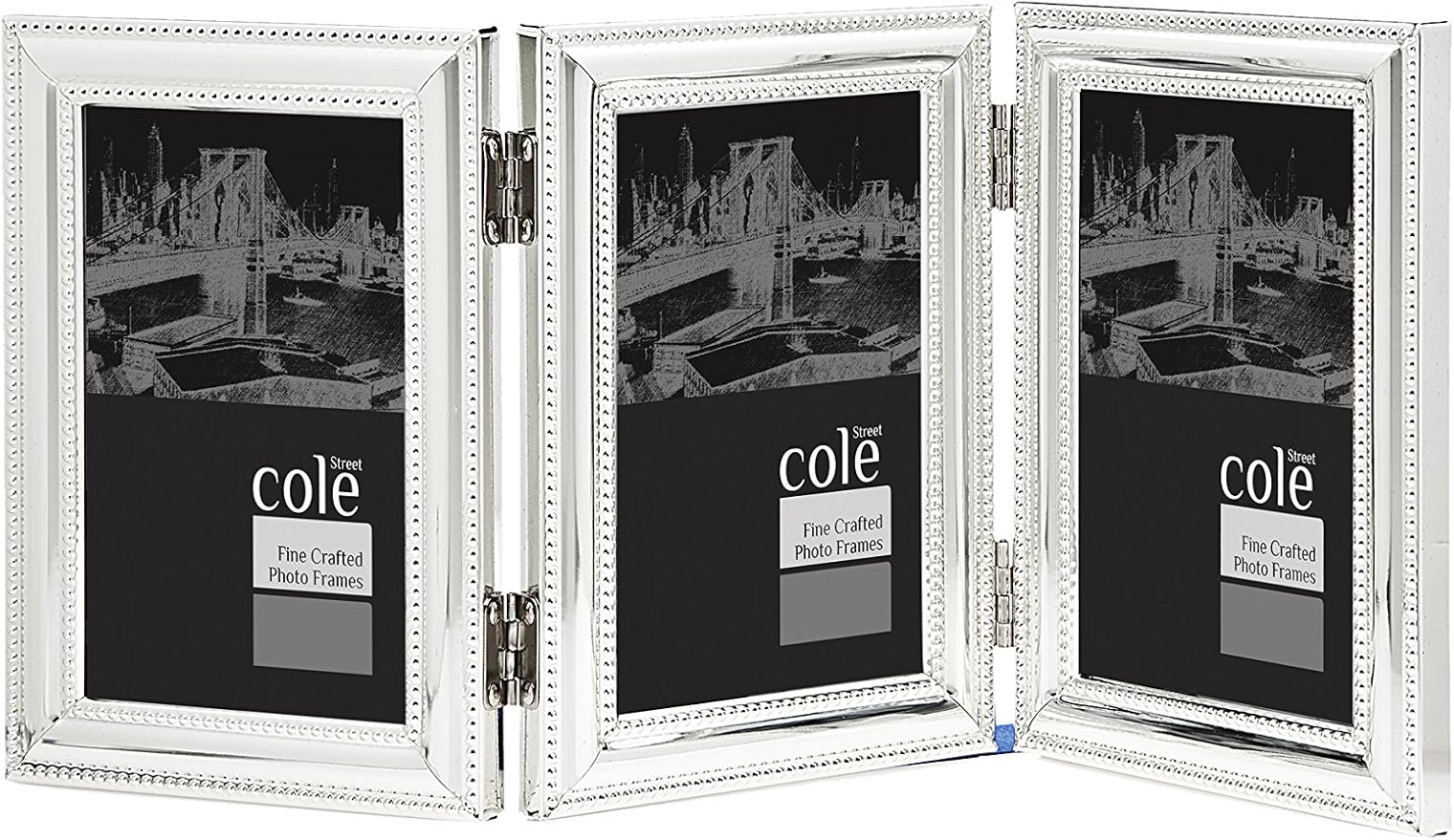 Philip Whitney Triple 4" x 6" Double Bead Frame, Silver