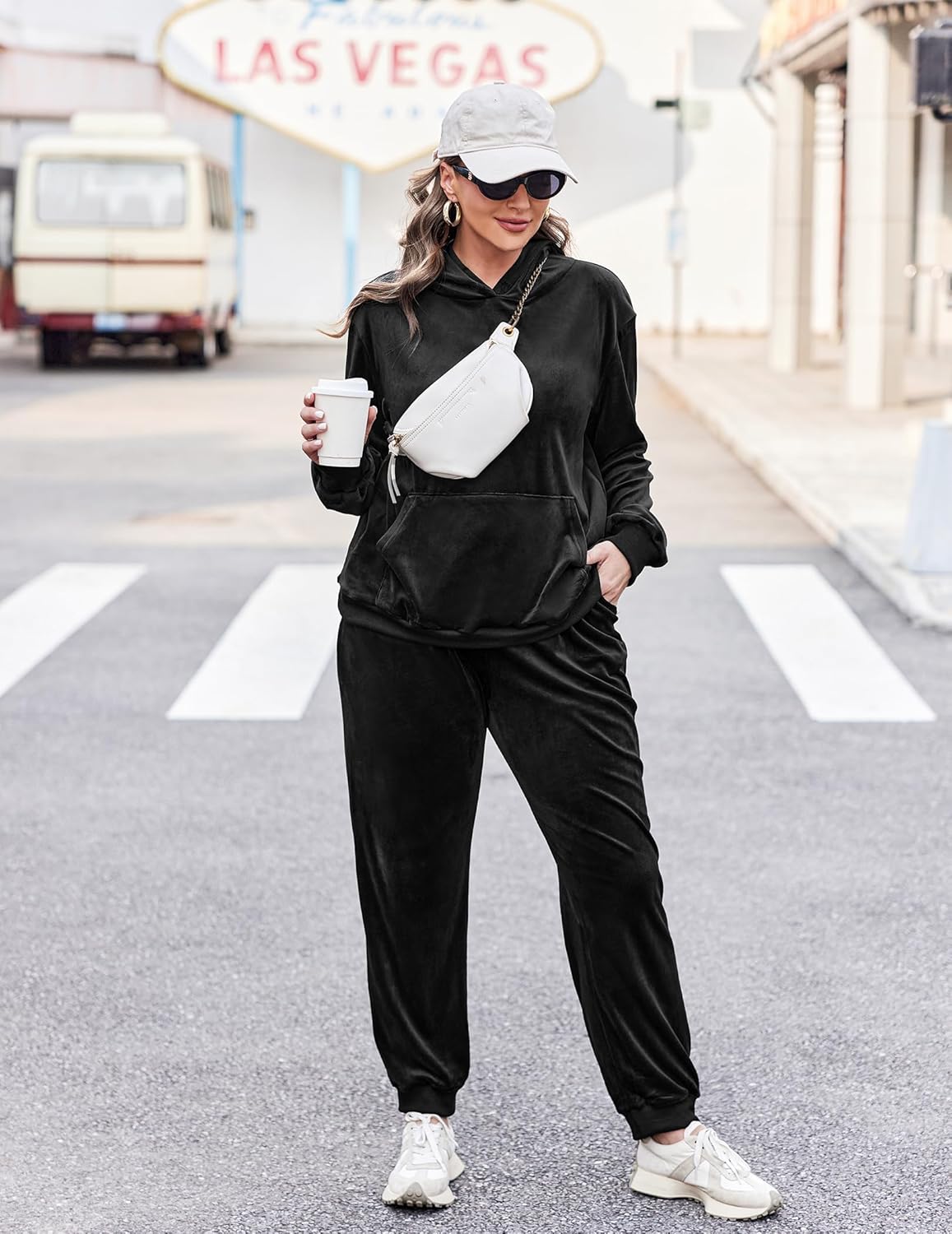 IN'VOLAND Plus Size Sweatsuits Set for Women 2 Piece Velour Tracksuit Fall Outfit Pullover Hoodie and Sweatpants with Pockets - Image 2