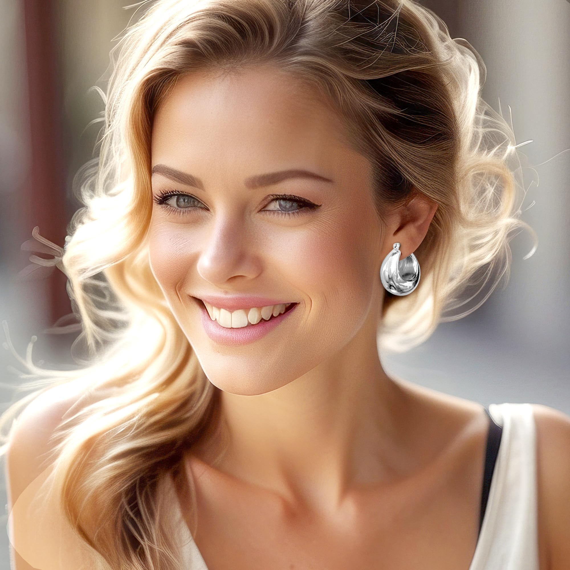 ALEXCRAFT Orecchini Donna Argento 925 Ago Chunky Cerchio 14K Oro Placcato