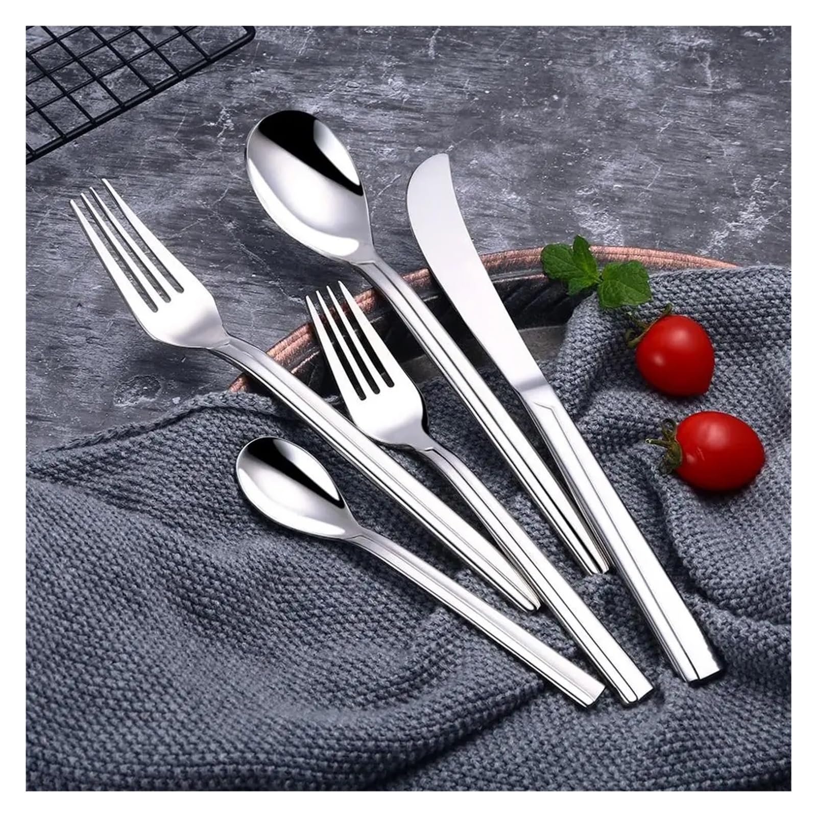 Juego de cubiertos acero inoxidable 304, 20 unidades, vajilla, únicos, cuchillo cena, tenedor, cuchara, apto for lavavajillas