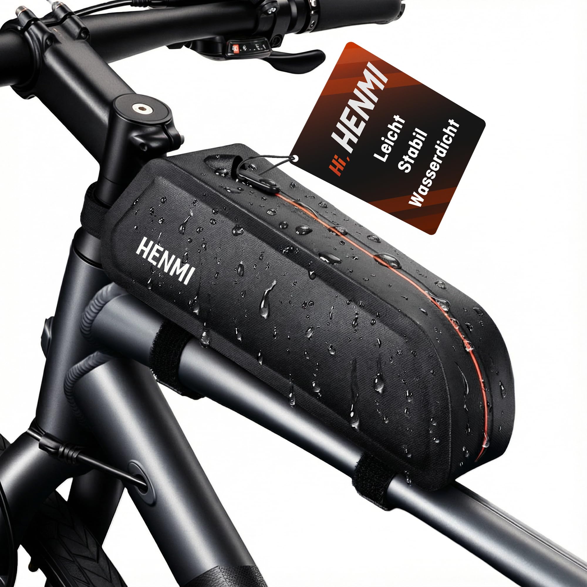 HENMI Oberrohrtasche Fahrrad, 1,3 L Fahrrad Rahmentasche Wasserdicht für Ebike, Mountainbike,Rennrad Fahrradzubehör