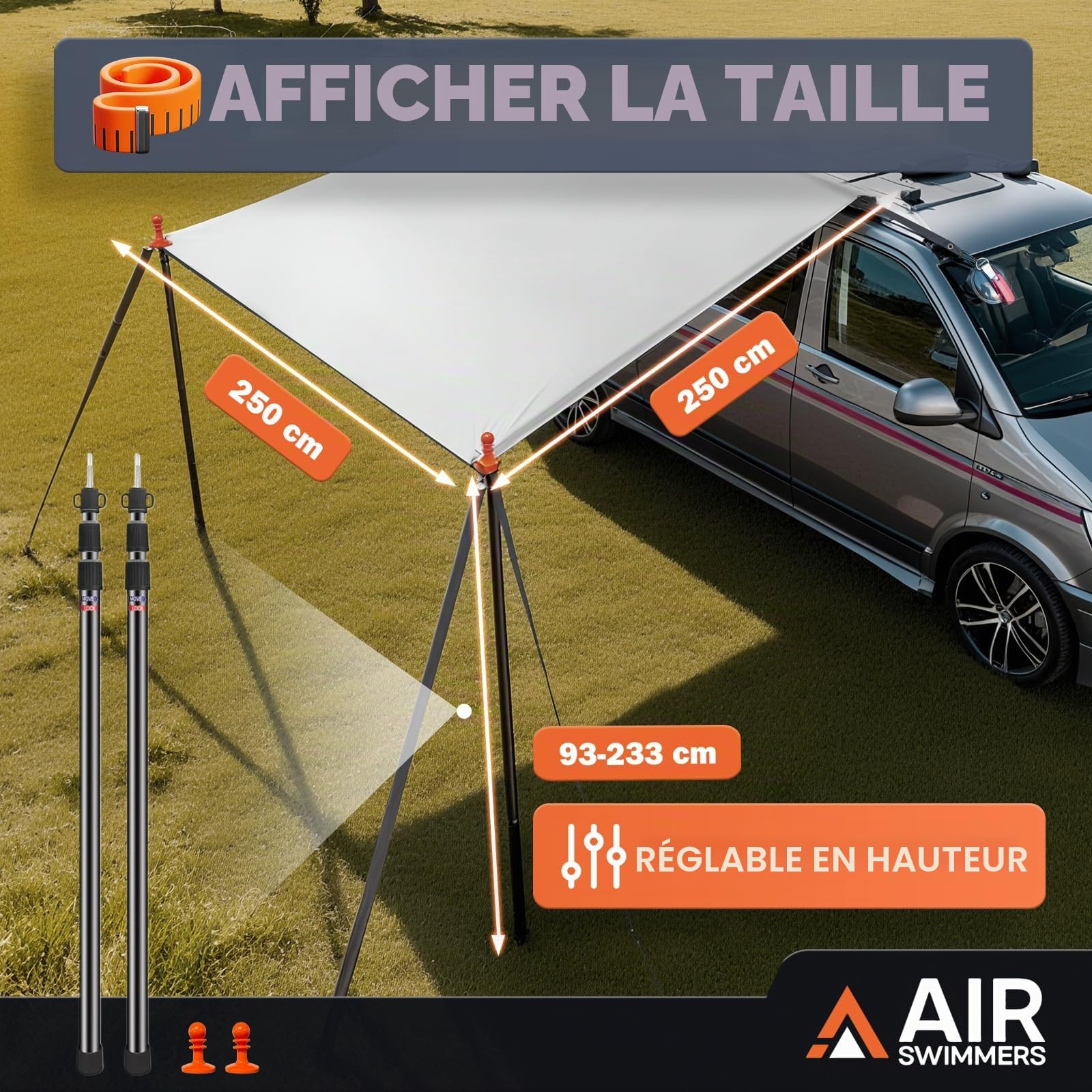 Store Voiture, Auvent Fourgon, avec Rail de Passepoil (4-6 Mm), Auvent Van, T4, T5, T6, ImpermÉAble, Awnings, Anti-UV, Barres de Tente