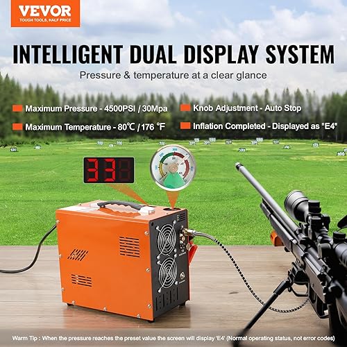 Miniatura 2 de VEVOR Compresor de aire PCP, 4500PSI30Mpa Compresor portátil PCP Airgun con convertidor de potencia integrado, parada automática  DC12VAC120V  Rifle