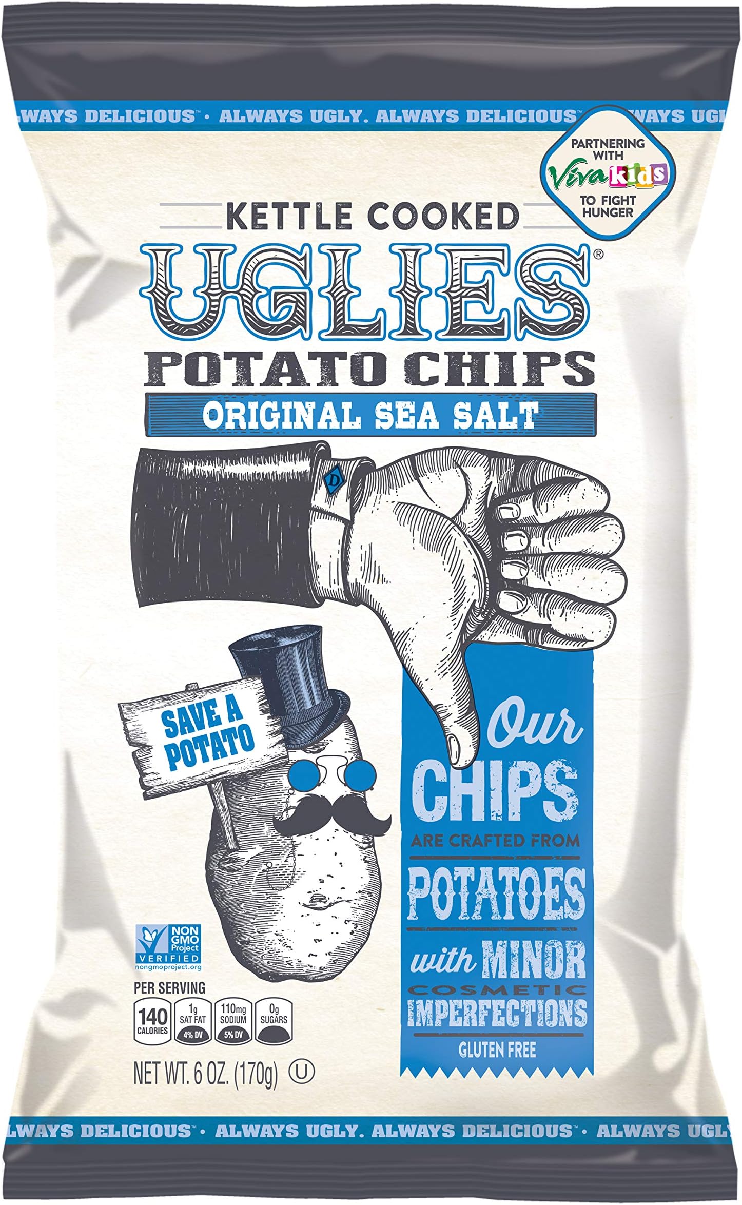 UgliesSNACKS Original Sea Salt Potato Chips, 6 OZ