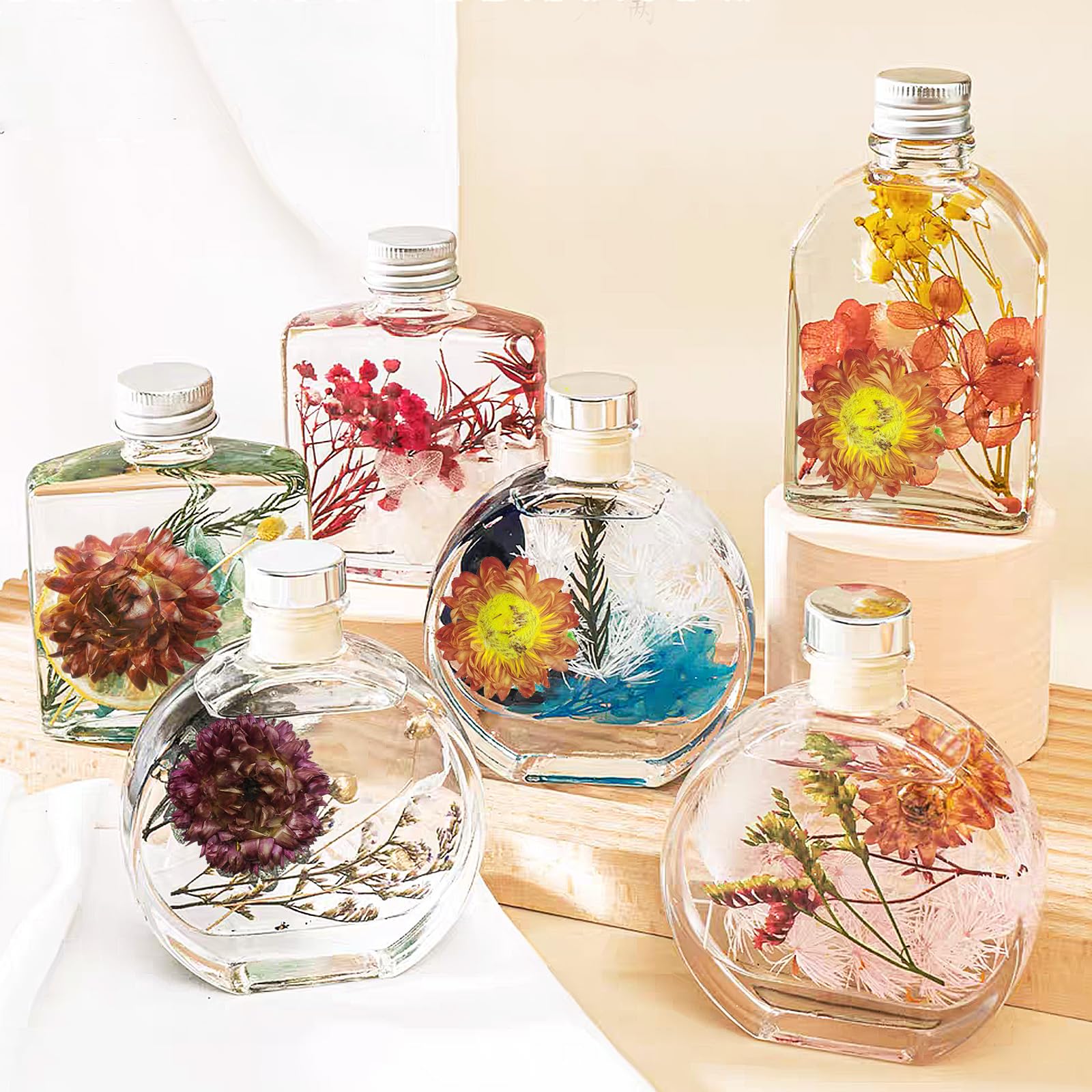 REJOECE 2 Borse Di Fiori Secchi Naturali - Fiori Pressati Per Artigianato, Resina E Decorazioni - Colore Rosso - Foto 5