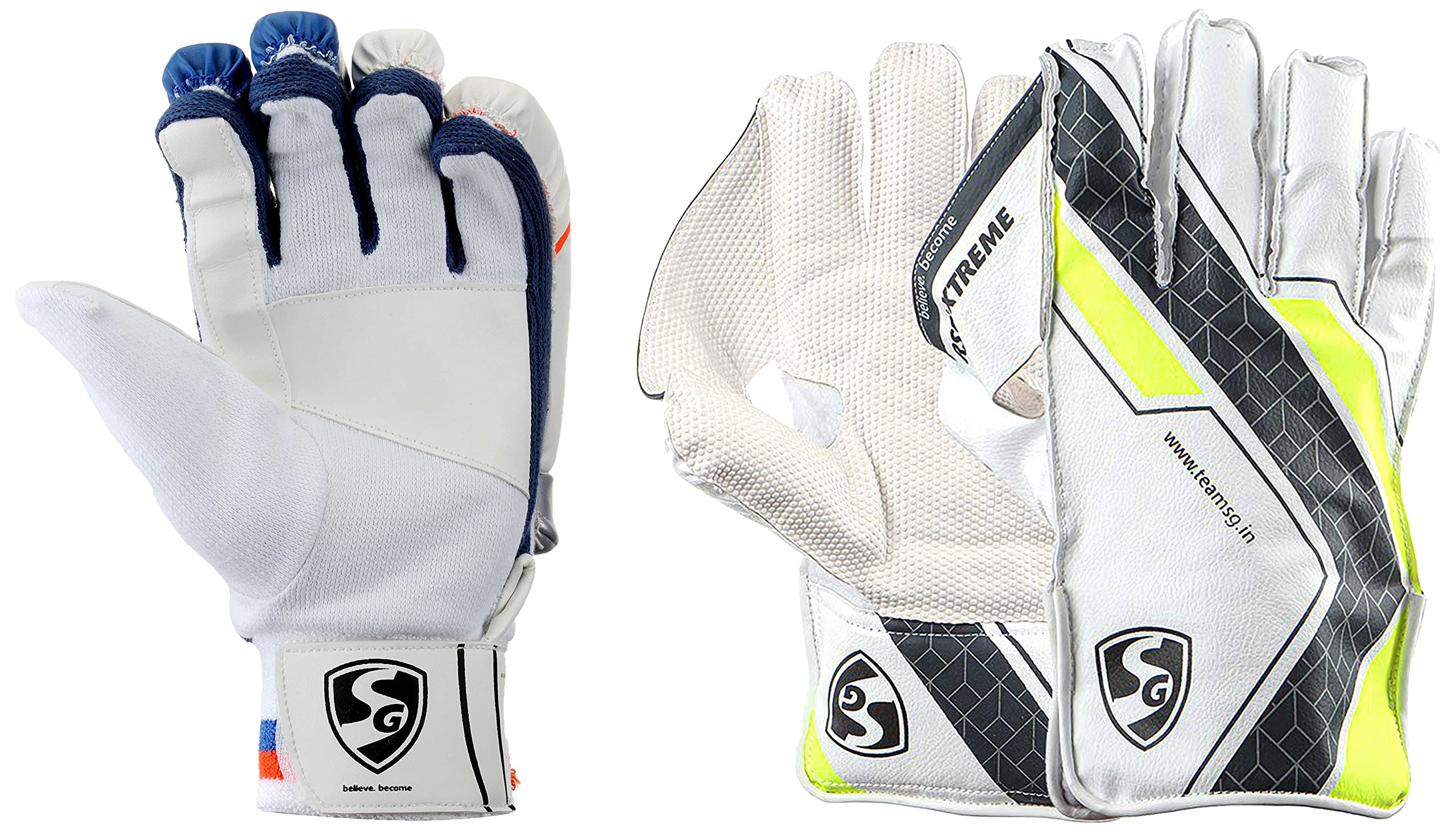 SG Ecolite RH Cricket Batting Gloves, Youth (Assorted) Cotton Palm and Back & RSD Extreme Cricket Wicket Keeping Gloves, Youth (Assorted) - Rubber ; PVC (B09SG4W7JL) Amazon Price History, Amazon Price Tracker