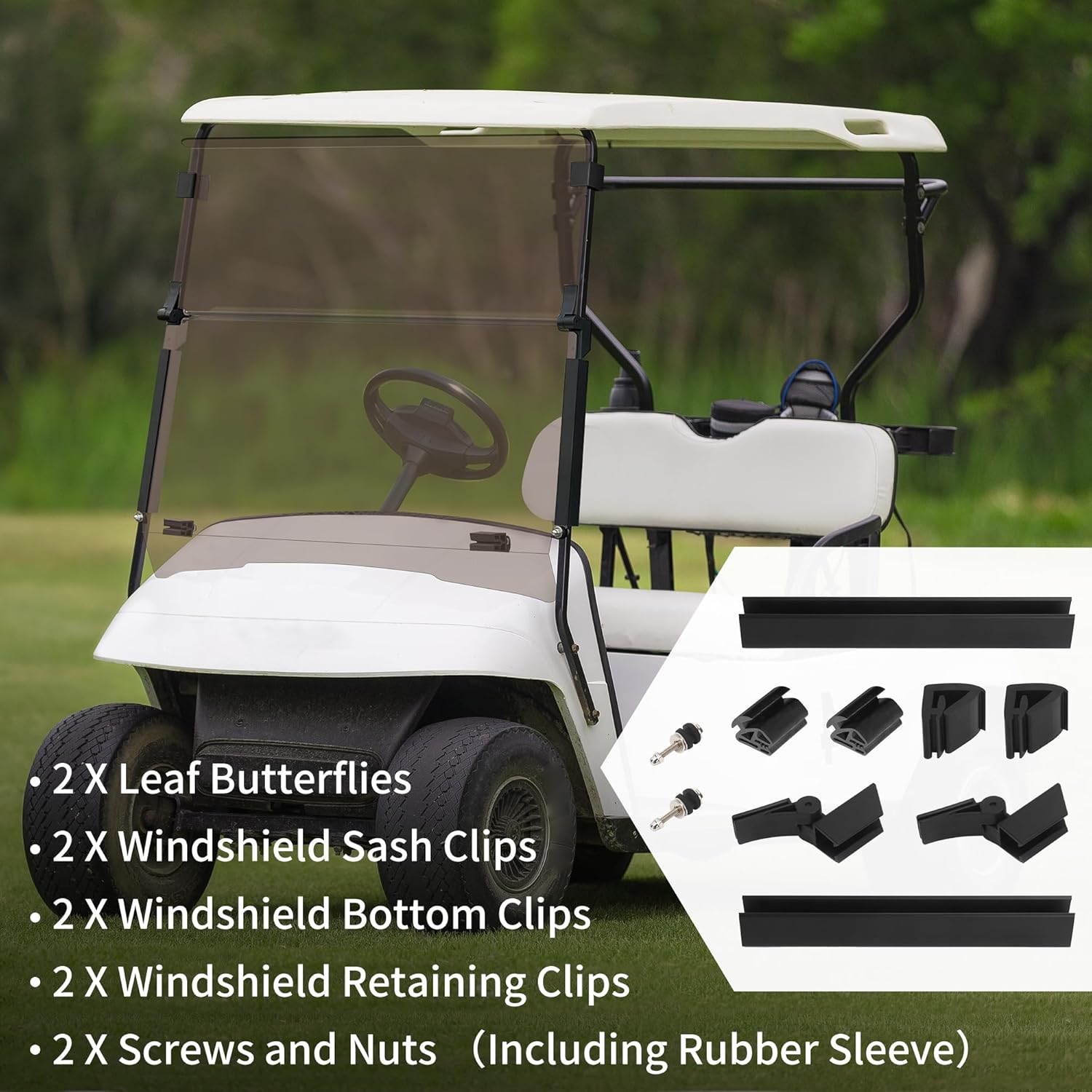 10L0L Golf Cart Windshield Compatible with EZGO TXT Windshield, Foldable & UV Protection Fit (1995-2013) EZGO TXT and Medalist Golf Cart Models- Tinted & Clear