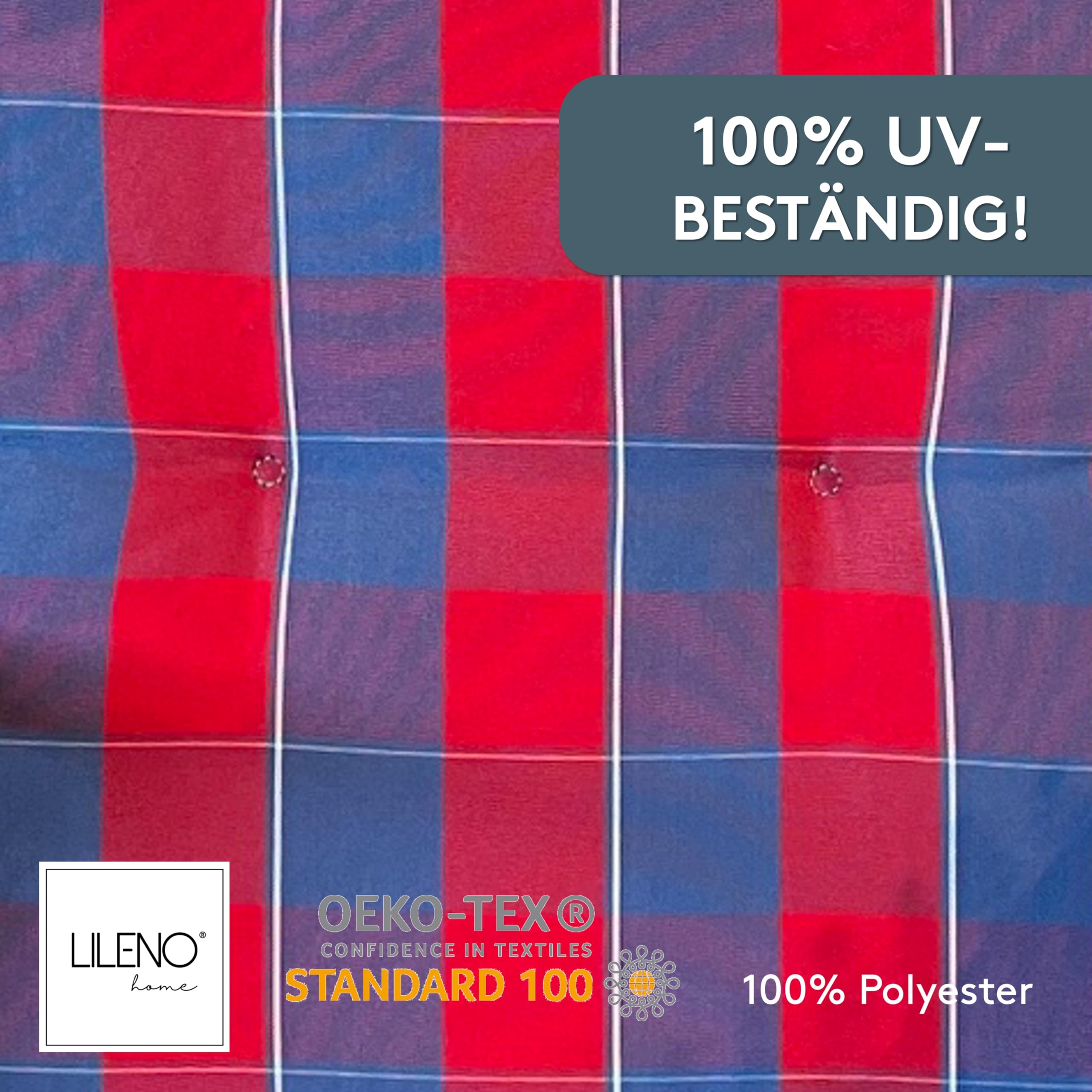 LILENO HOME Cuscino per sedia da giardino [set da 1 – sedia con schienale alto] a quadri rosso e blu – Comodo cuscino per sedie da giardino – Cuscino per sedie da giardino e sedie pieghevoli