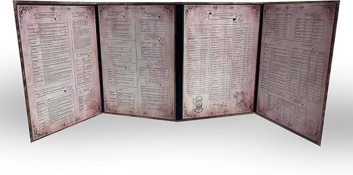 Dungeon Master Screen - DOJA Hobbies - DM Folding Screen 4 Panels Smooth Finish, with Pockets and Templates Included, Customizable Accessory for Dungeons and Dragons and Role Playing Games