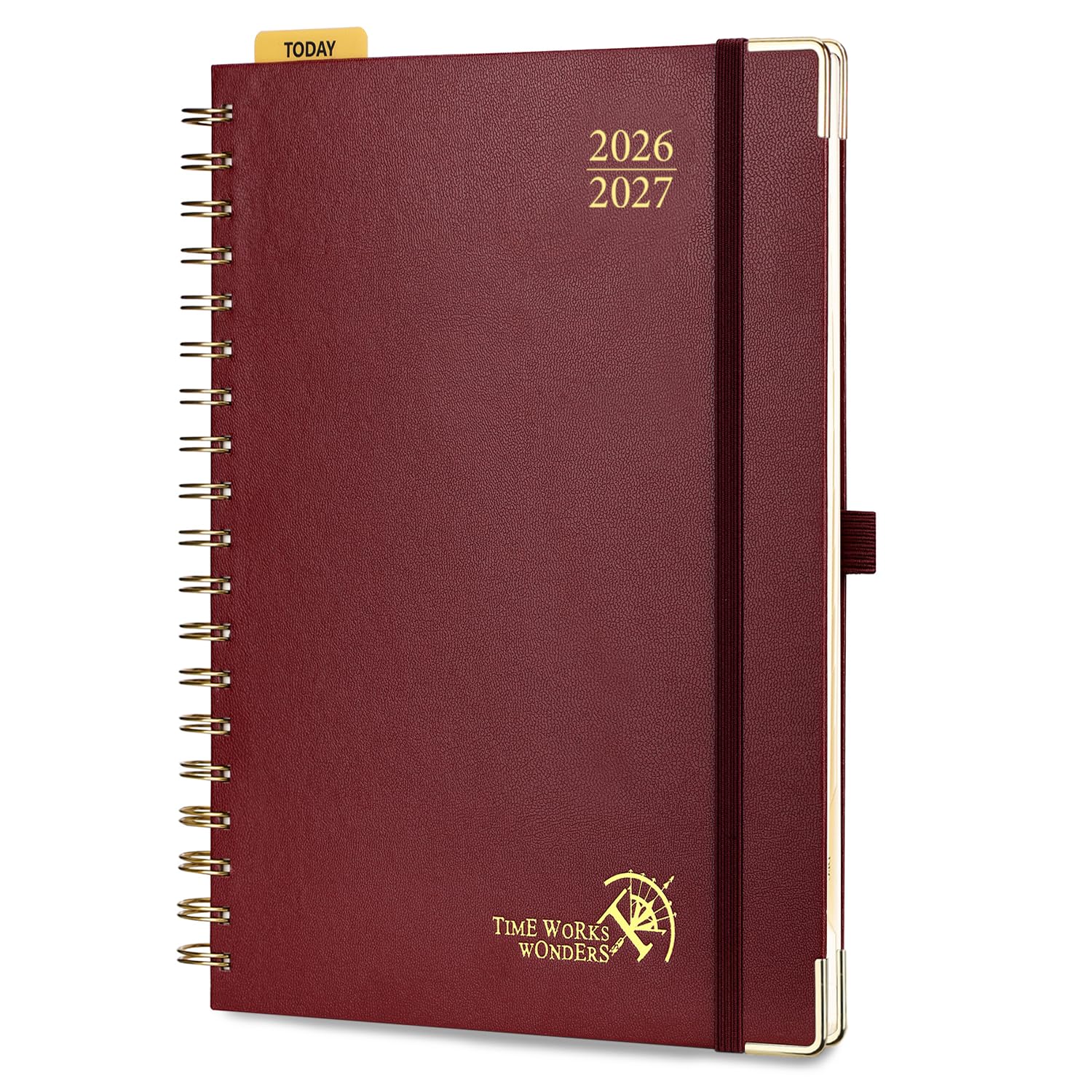 POPRUN 2026-2027 Academic Diary A4 Week to View Big Spiral 17 Months (Aug'26 - Dec'27) Vertical Academic 26/27 Weekly Hardback Planner(Burgundy) — image 1