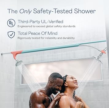 BOONA Original Tandem Shower as Seen on Shark Tank | Dual Shower Head for Couples | Max Water Pressure for Two | Easy Install (Retro Miami, One Showerhead)
