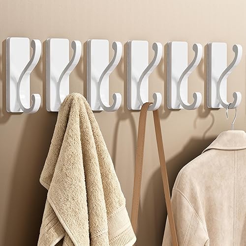 Miniatura 11 de Ganchos de Abrigo Plateados para Colgar – Paquete de 6 Ganchos Autoadhesivos de Montaje en Pared para Ropa, Toallas, Llaves, Bolso, Mochila, Ganchos