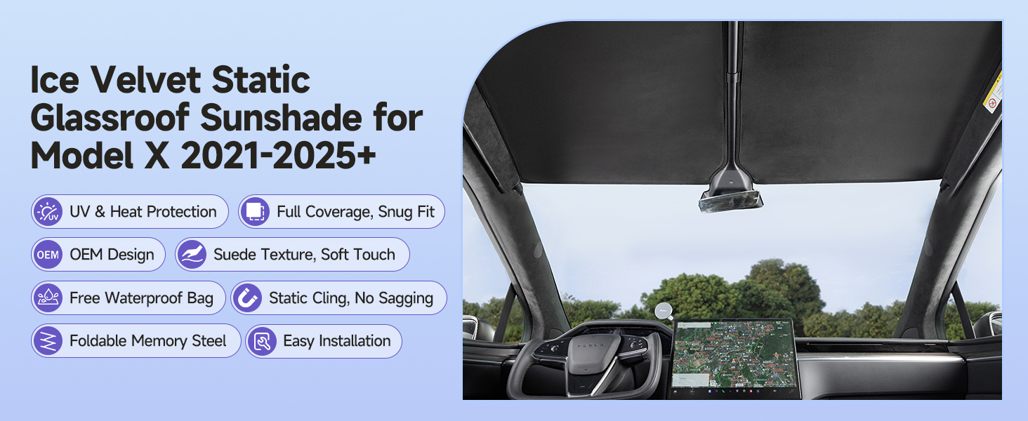 Amazon.com: TPARTS Ice Velvet Static Glass Roof Sunshade for Tesla