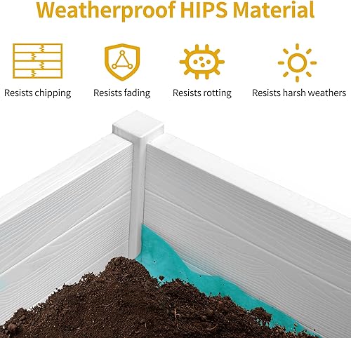 Miniatura 6 de DWVO Cama de jardín elevada de 47 x 18 x 31 pulgadas, resistente a la intemperie, soporte para maceta de madera de polietileno con patas, estante de