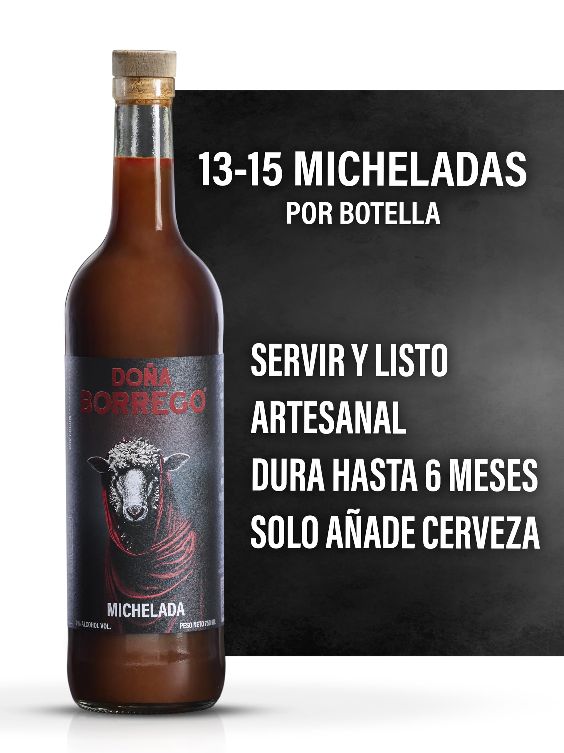 Michelada Doña Borrego 750ml Mix Artesanal Listo para Servir Bebida Mexicana 13-15 Raciones