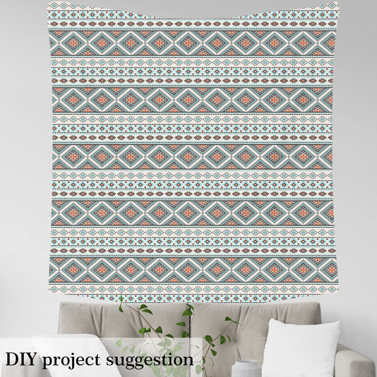 Bohemien Stoff Meterware Boho Aztec Gestreifter Polsterstoff Tribe Geometrie Triangle Dreieck Marokkanischer Exotischer Nordischer Südwestlicher Drinnen Draußen Stoff DIY Kunststoff 276 x 150 (HxB)