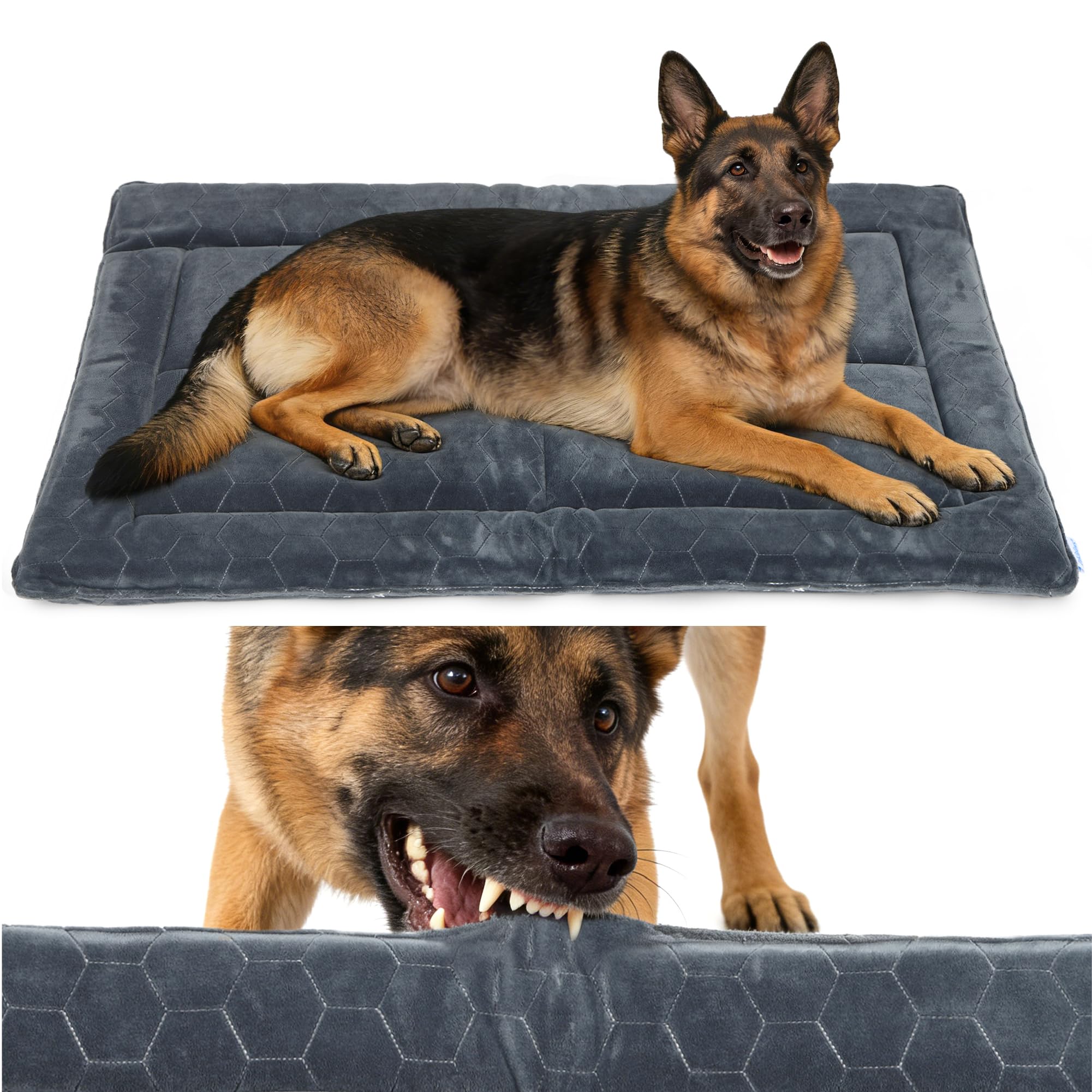 Photo 1 of ZAKAPAWS Chew Proof Dog Mat - Indestructible Durable Kennel Mat for Aggressive Chewers, Machine Washable, Chew Proof Dog Crate Pad with Reinforced Corners, Indoor Use for Medium Dogs, Grey, 41"x27"