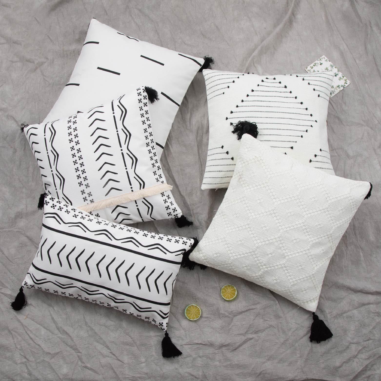 1/2 szt. czysta bawełna tkana boho poszewki na poduszki 45 x 45 cm proste kwadratowe lniane poszewki na poduszki frędzle dekoracyjne poszewki na poduszki na sofę