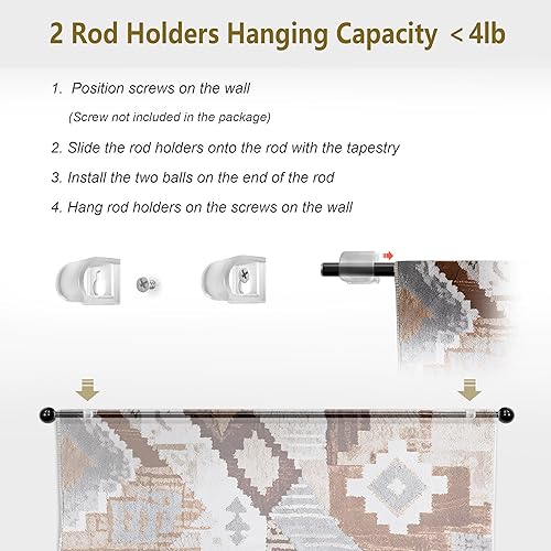 Miniatura 5 de Tapiz colgante telescópico para colgar tapices estéticos para habitación, decoración escalable para colgar en la pared, barra (17-32 pulgadas,