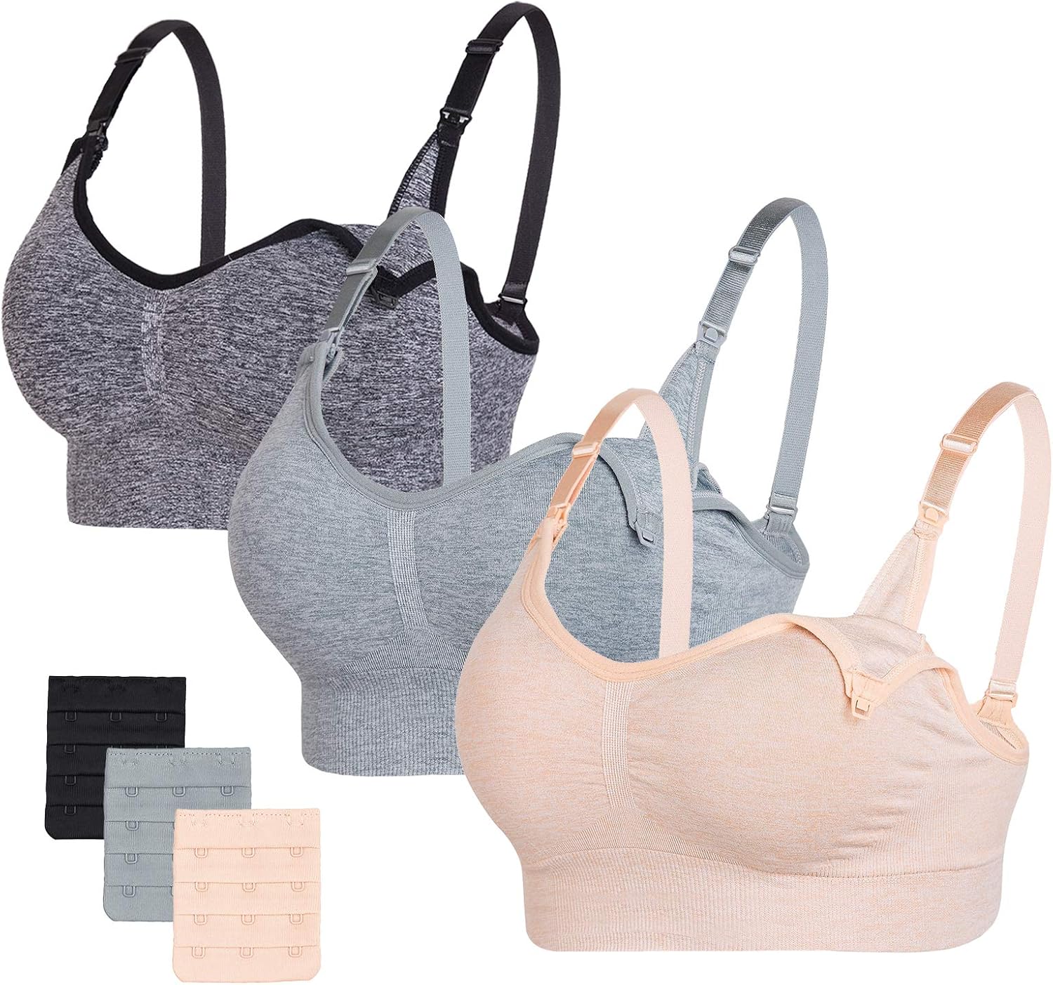 Stelle Nursing Bras Maternity Bra for Breastfeeding Pregnancy Wireless Bralette with Pads, Extenders & Clips Pack of 2/3 at  Women’s Clothing store