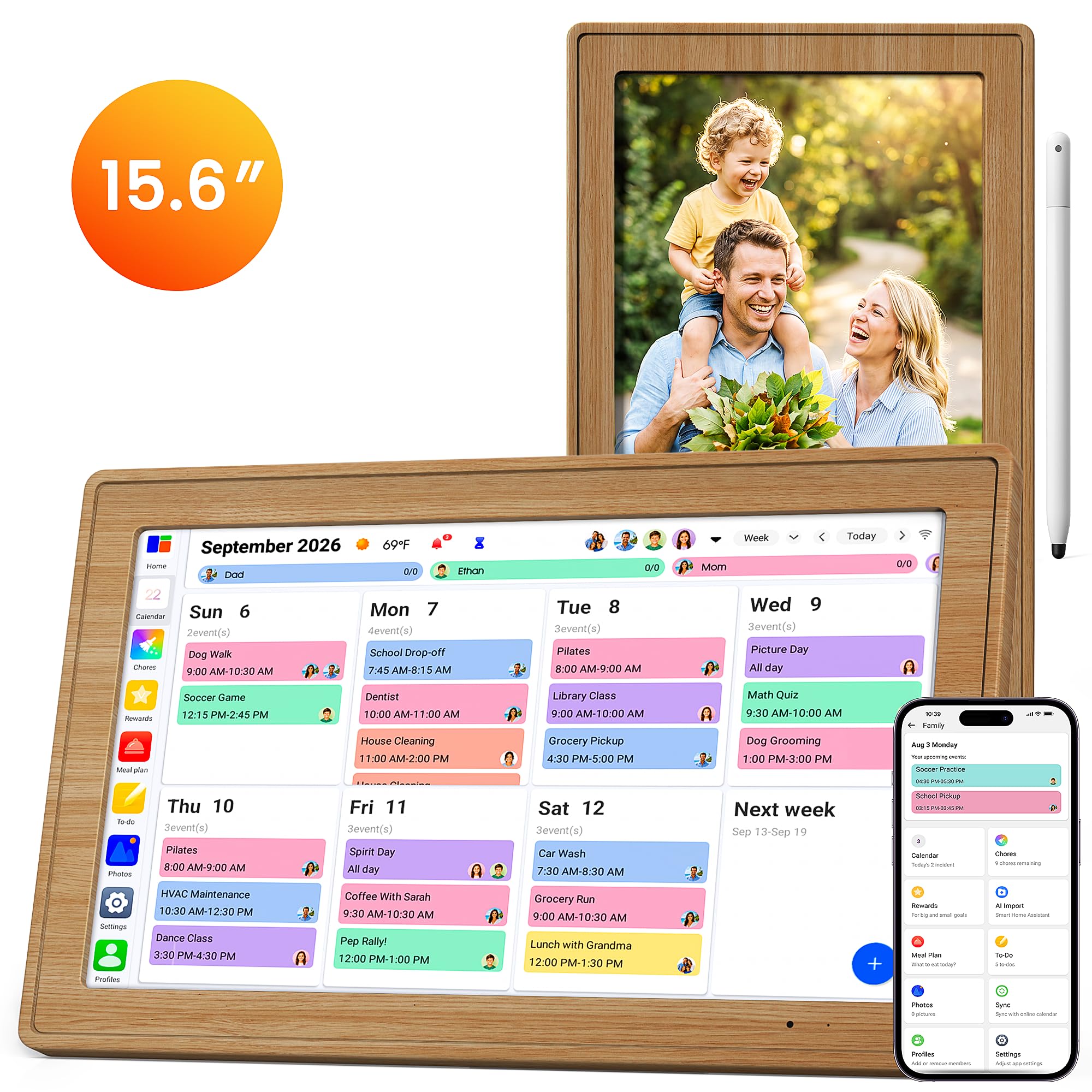 Digital Wall Calendar 15.6" Shared Family Planner Smart Touch Screen