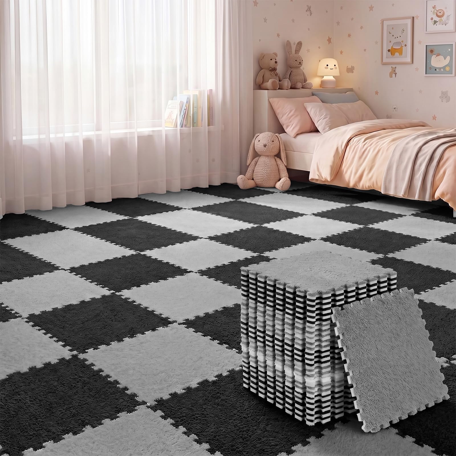 Amazon.com: Amylove 36 Pc Foam Interlocking Carpet Tiles,Black