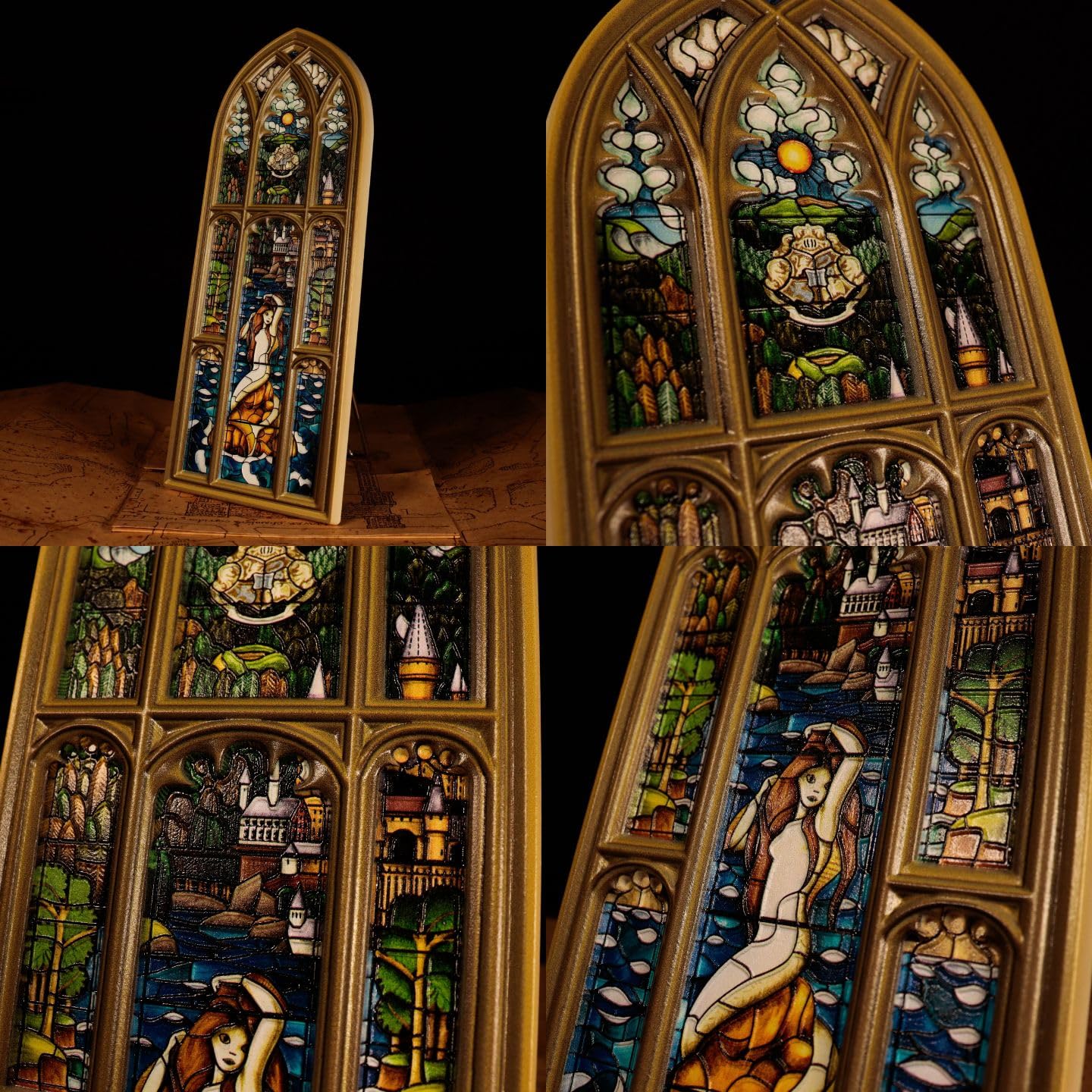 FaNaTtik Harry Potter Meerjungfrau Buntglas Fenster Harz Plaque - Triwizard Turnier Black Lake Sammlerstück Dekor