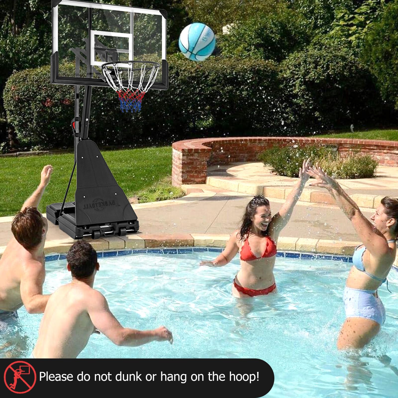 LIFEZEAL Canasta de Baloncesto Ajustable en Altura de 1,50 a 3,05 m, Soporte de Baloncesto portátil con Tablero de PC, Soporte rellenable, Sistema de Baloncesto para niños y Adultos