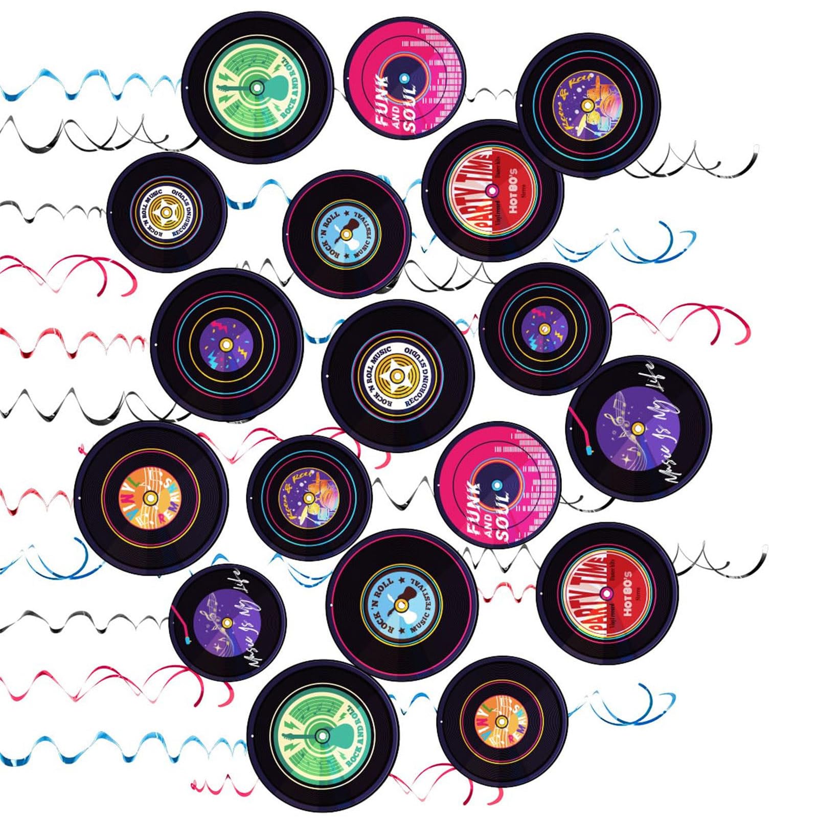 Piceioep Of 48 Old Fashioned 80S Rock Music Record Parties Decorations Parties Supplies for Themed Event and Celebration Rock Accessories