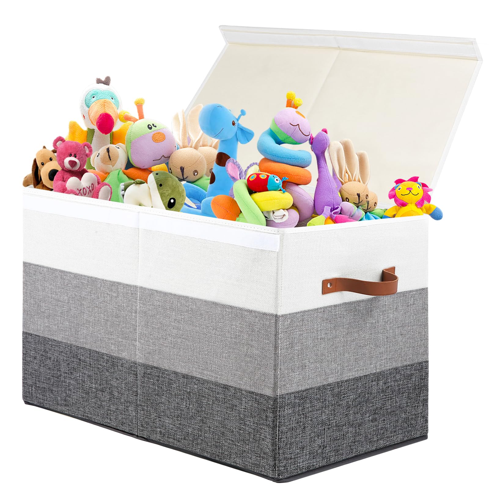 Caja de juguetes con divisor, cesta organizadora grande y resistente con tapa para niños, niñas, guardería, sala de estar, dormito