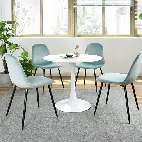 Miniatura 5 de FurnitureR Mesa de comedor redonda de mediados de siglo de 31.5 pulgadas para 2-4 personas con base de pedestal para el hogar, oficina, sala de