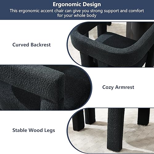 Miniatura 6 de SZLIZCCC Juego de 2 sillas de comedor modernas, sillas de sala de estar, sillón de tela, silla tapizada para sala de estar, cocina, recepción