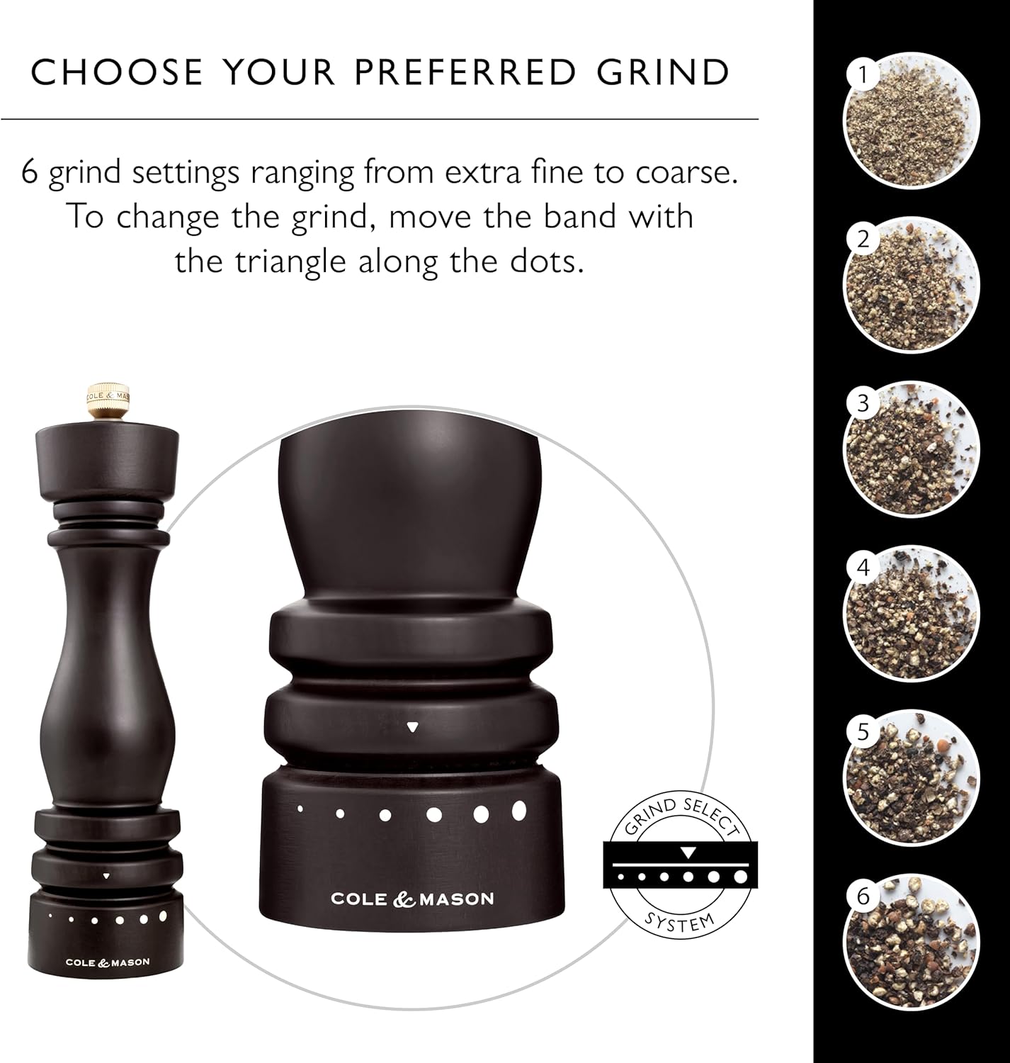 Cole & Mason London Pepper Mill – Refillable Spice Shakers with a Premium Wood Design - Adjustable for Fine to Coarse Seasonings - Uses Carbon Steel Mechanism - Chocolate Wood, 7"