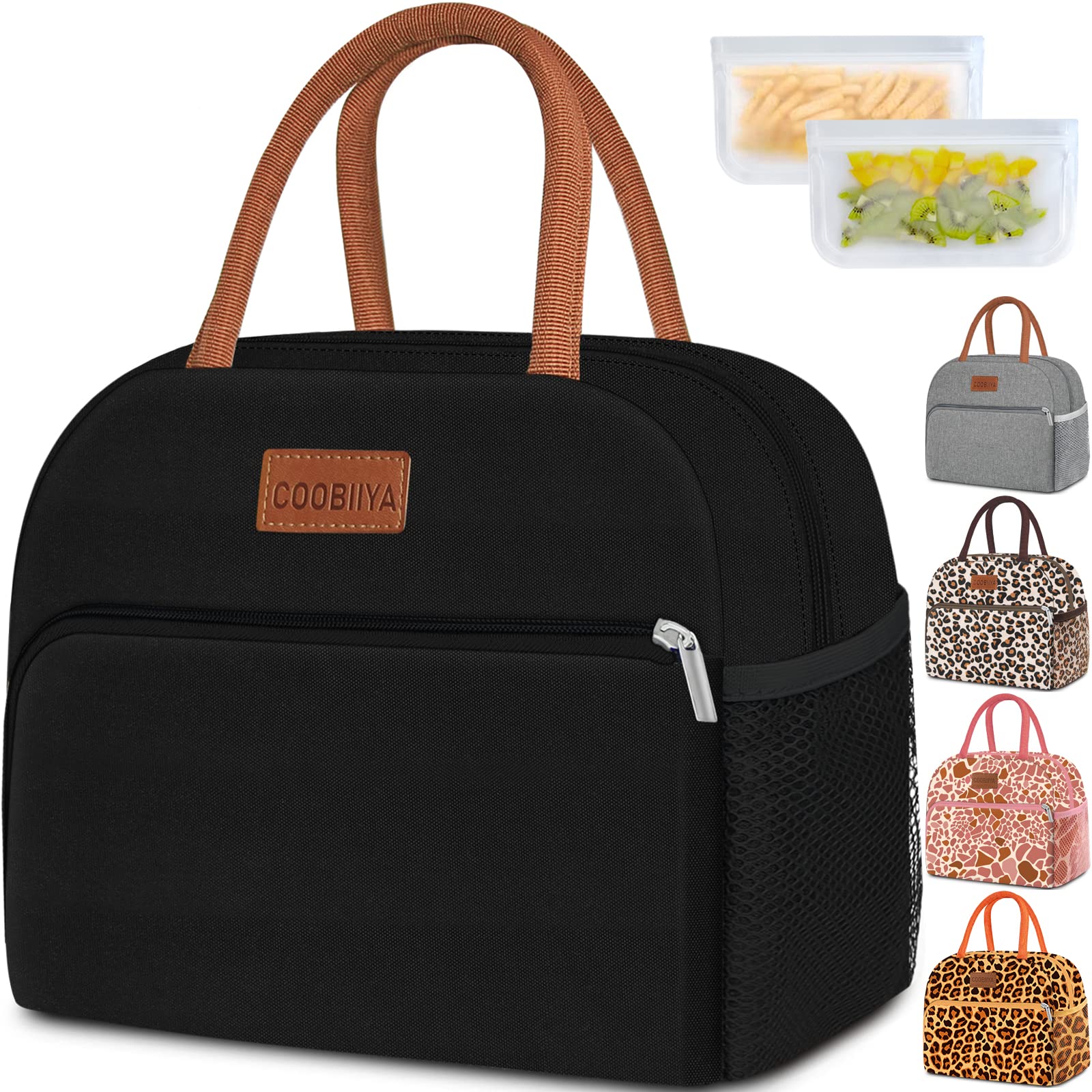 Lunch Bag Women, Insulated Lunch Box Tote Bag for Women Adult Men, Reusable Small Leakproof Cooler Cute Lunch Box Bags for Work Office Picnic School or Travel(Black)