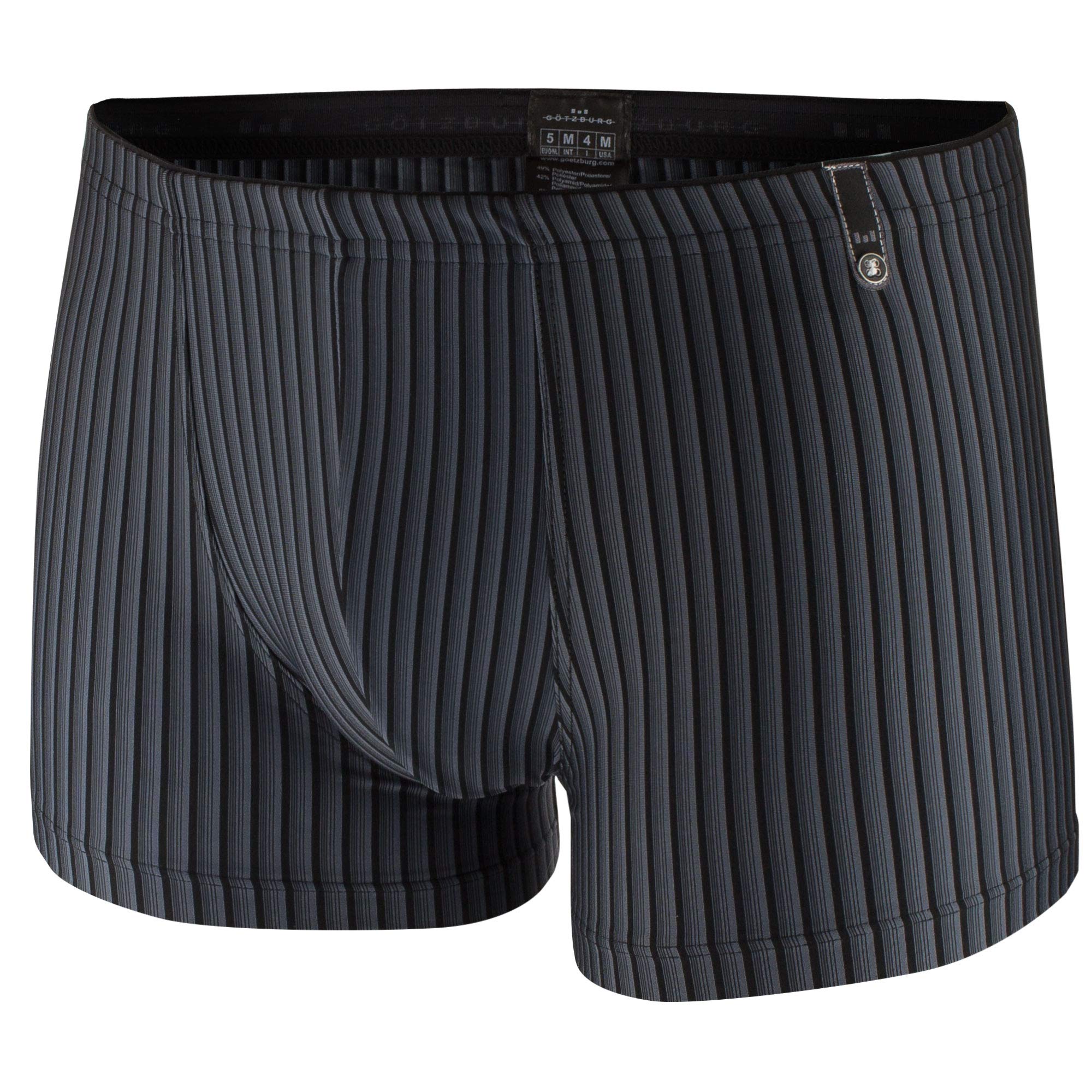 Götzburg Boxer da Uomo in Microfibra, Traspiranti, Molto Morbidi, Comodi, a Righe, Colore: Nero/Grigio